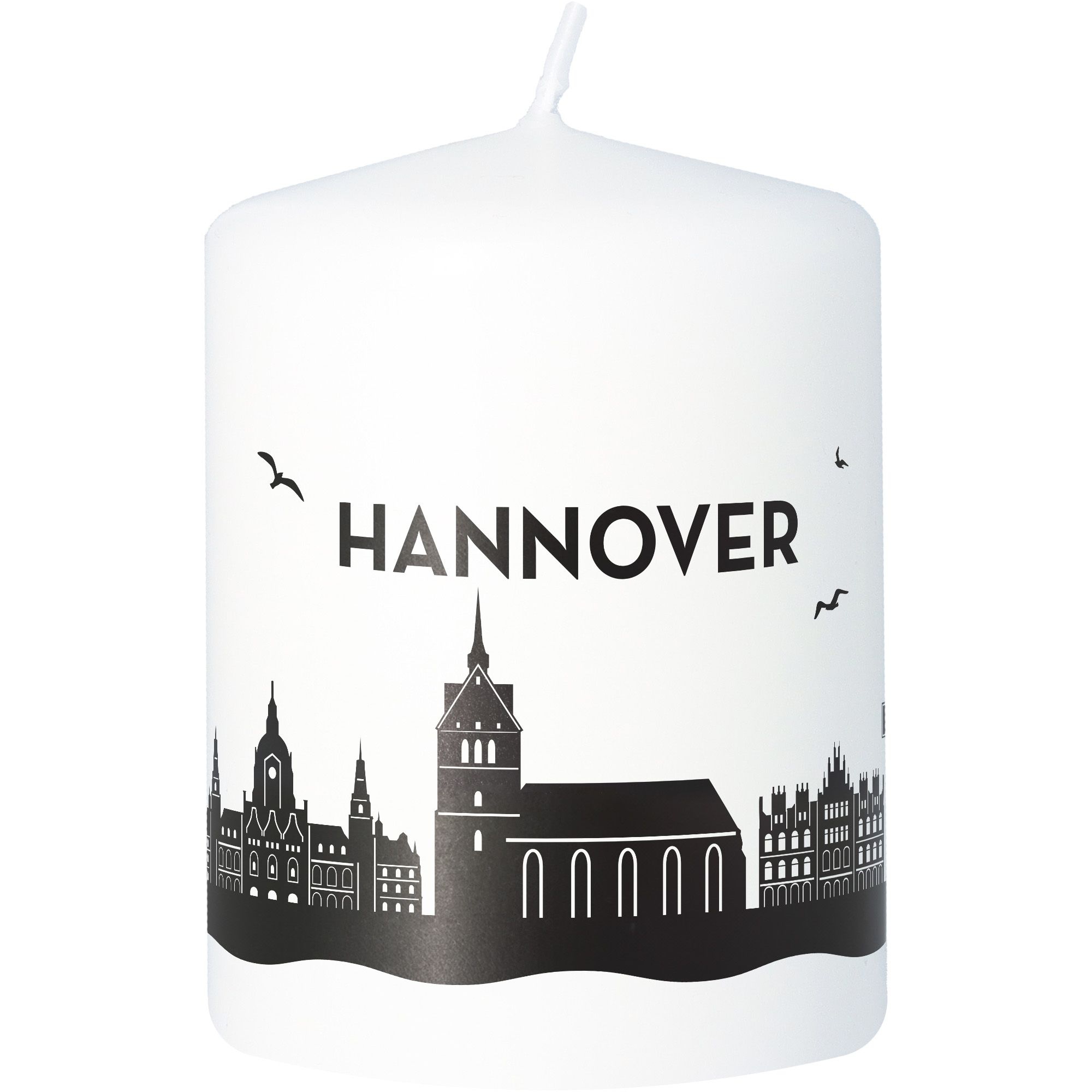 Stumpenkerze Skyline Hannover Weiß Stumpenkerze Skyline Hannover Weiß
