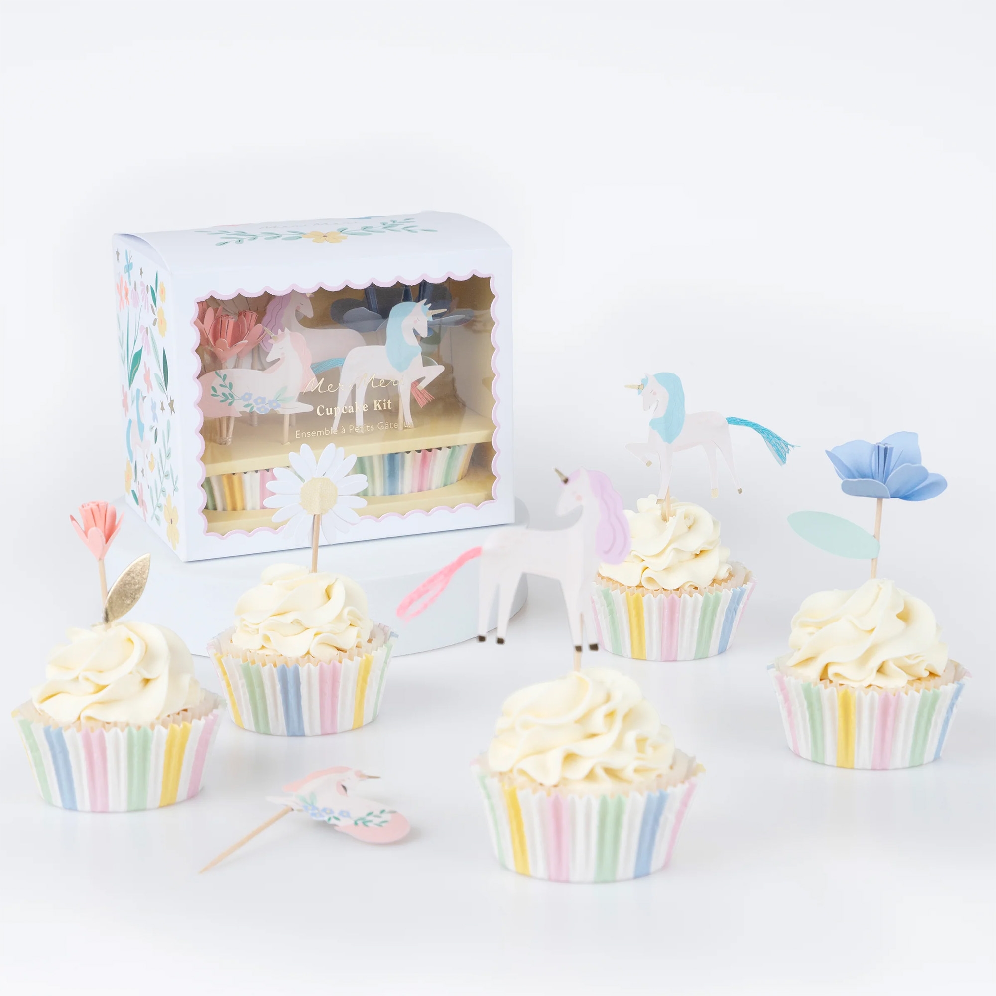 Meri Meri - Cupcake Set "Einhorn", 48 Teilig Torte, Sahne, Törtchen, Leute, Glasur