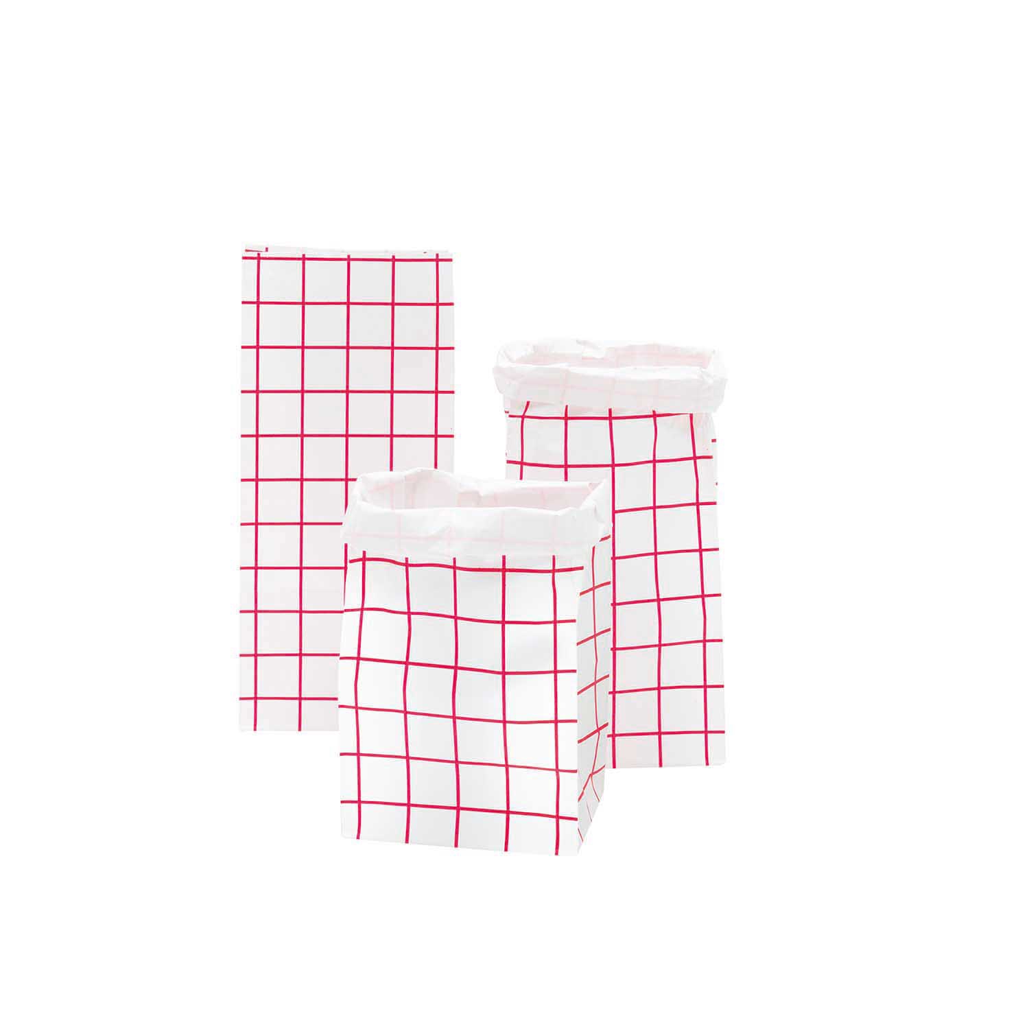 Blockbodenbeutel S - Pink / Weiß - 3 Stück