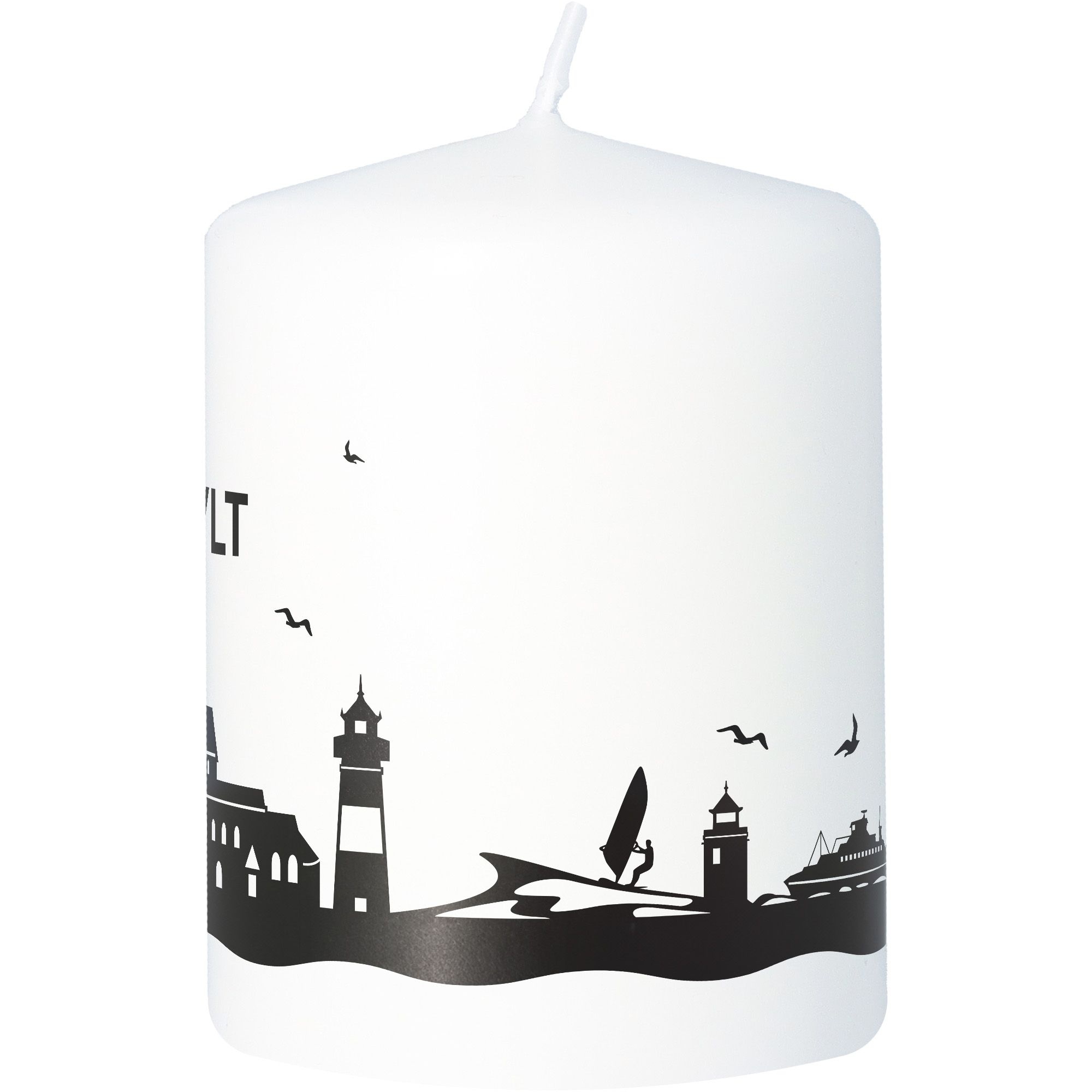 Stumpenkerze Skyline Sylt Weiß Stumpenkerze Skyline Sylt Weiß