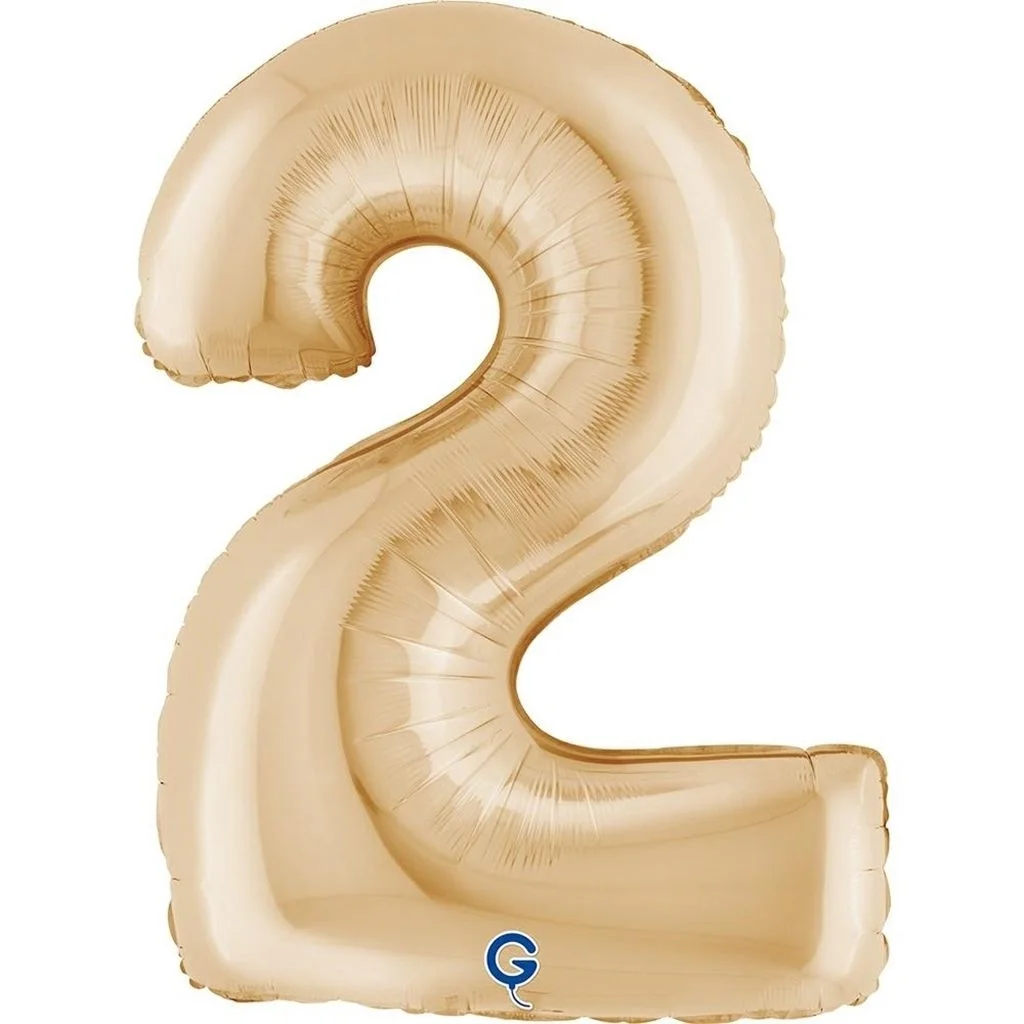 Grabo Folienballon Zahl 2 Champagner Gold 100cm
