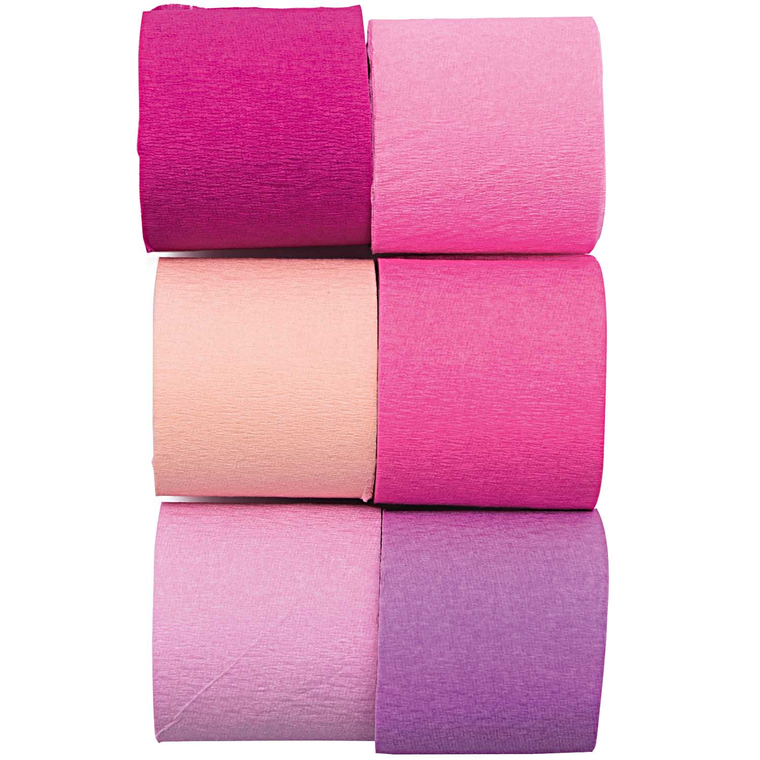 Kreppbänder "Pink-Mix", 6 Rollen je 10 m