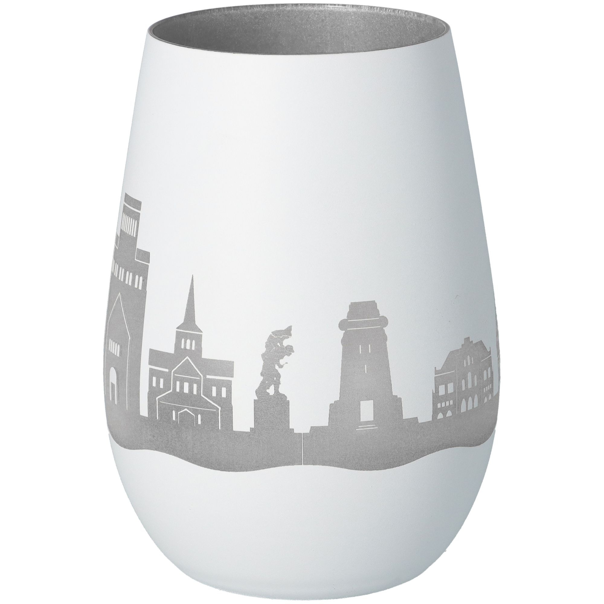 Windlicht Skyline Hildesheim Weiß/Silber Windlicht Skyline Hildesheim Weiß/Silber