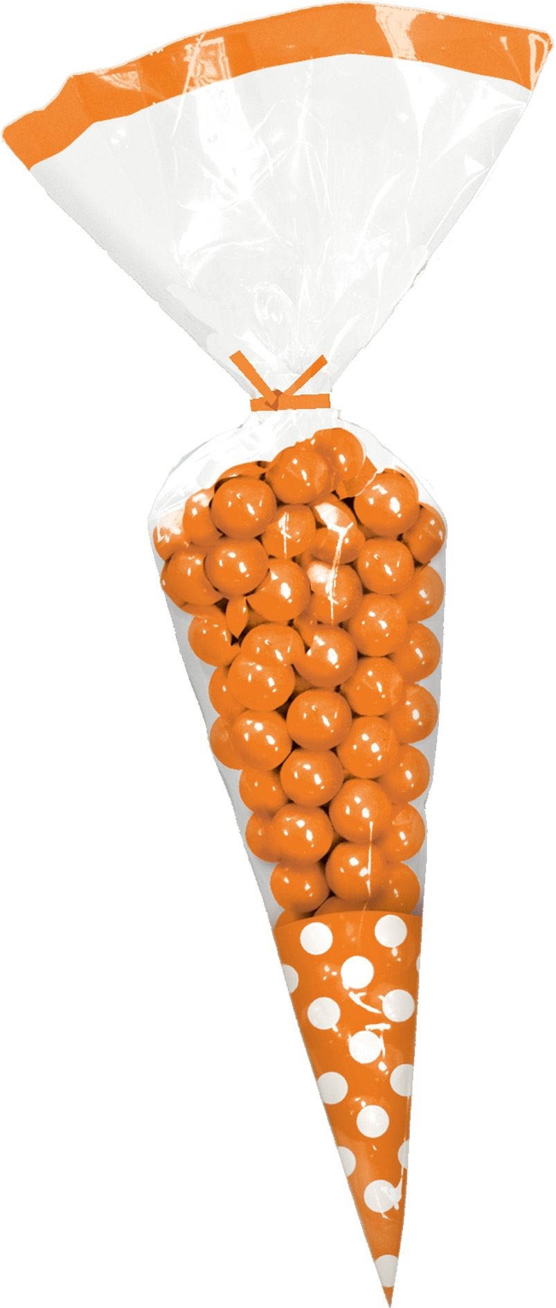 Orange - 10 Polka Dots Süßigkeiten Spitztüten