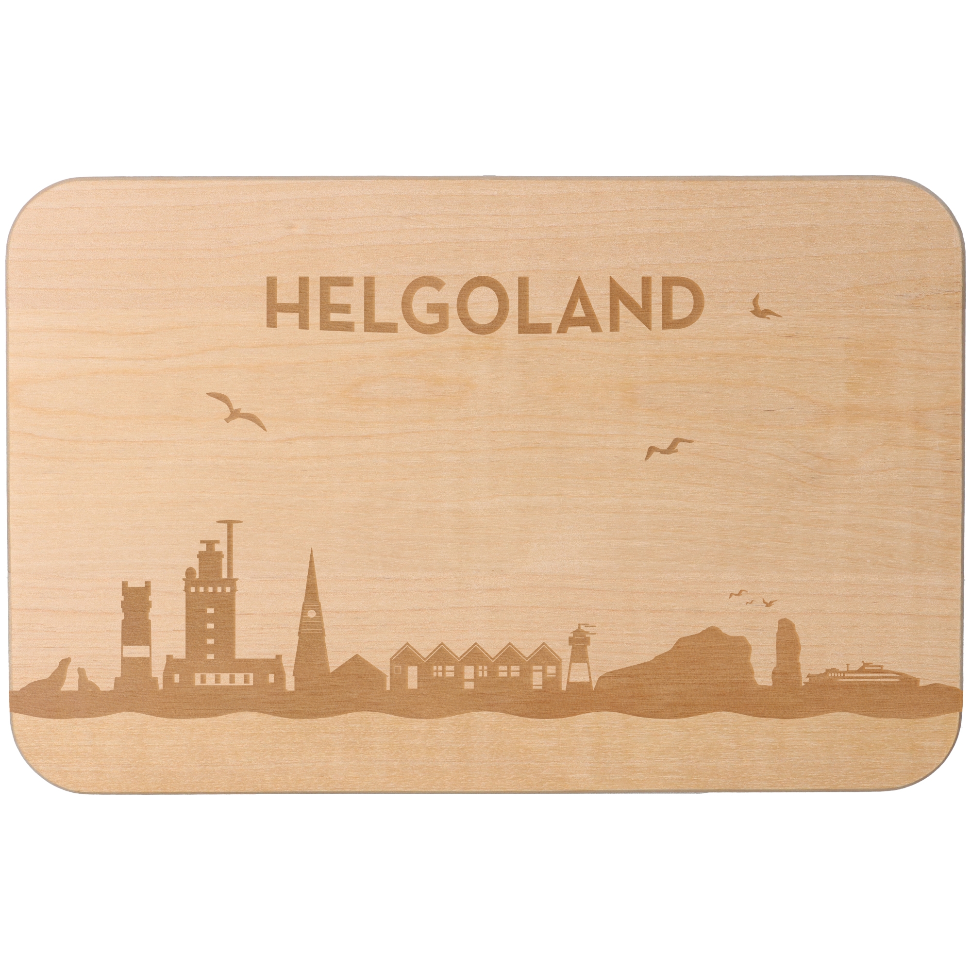 Frühstücksbrett Skyline Helgoland 23cm x 15cm x 1cm Holz, Sperrholz, Matte