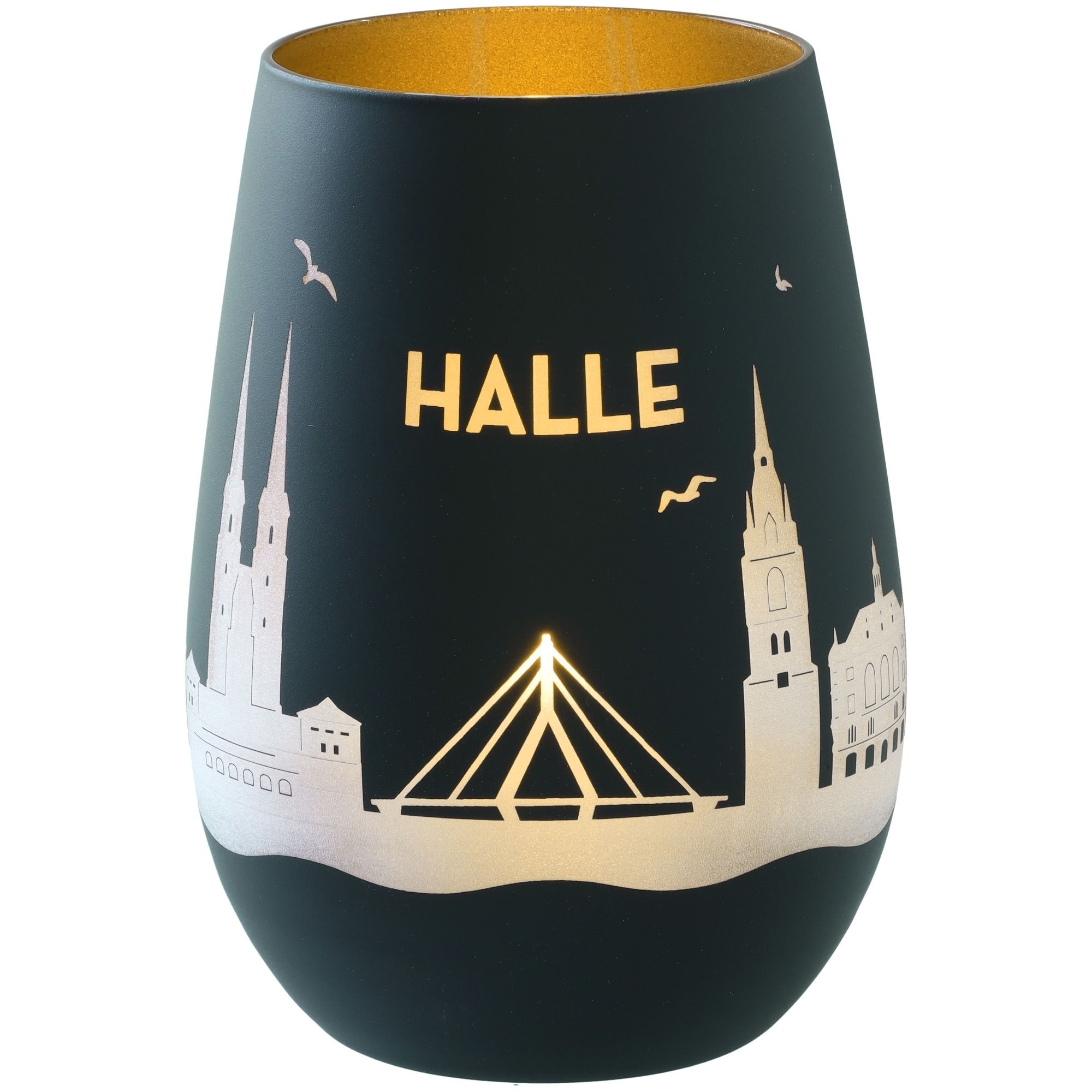 Windlicht Skyline Halle Schwarz/Gold Töpferei, Krug