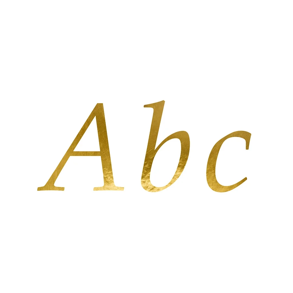 golden letters, alphabet, ABC, gold foil, typography