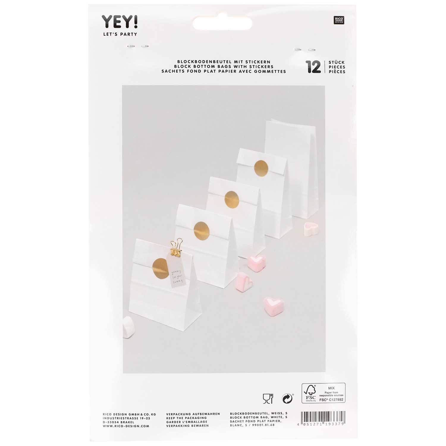 Geschenktüten mit Blockboden weiß klein - 12 Stück Geschenktüten mit Blockboden weiß klein - 12 Stück