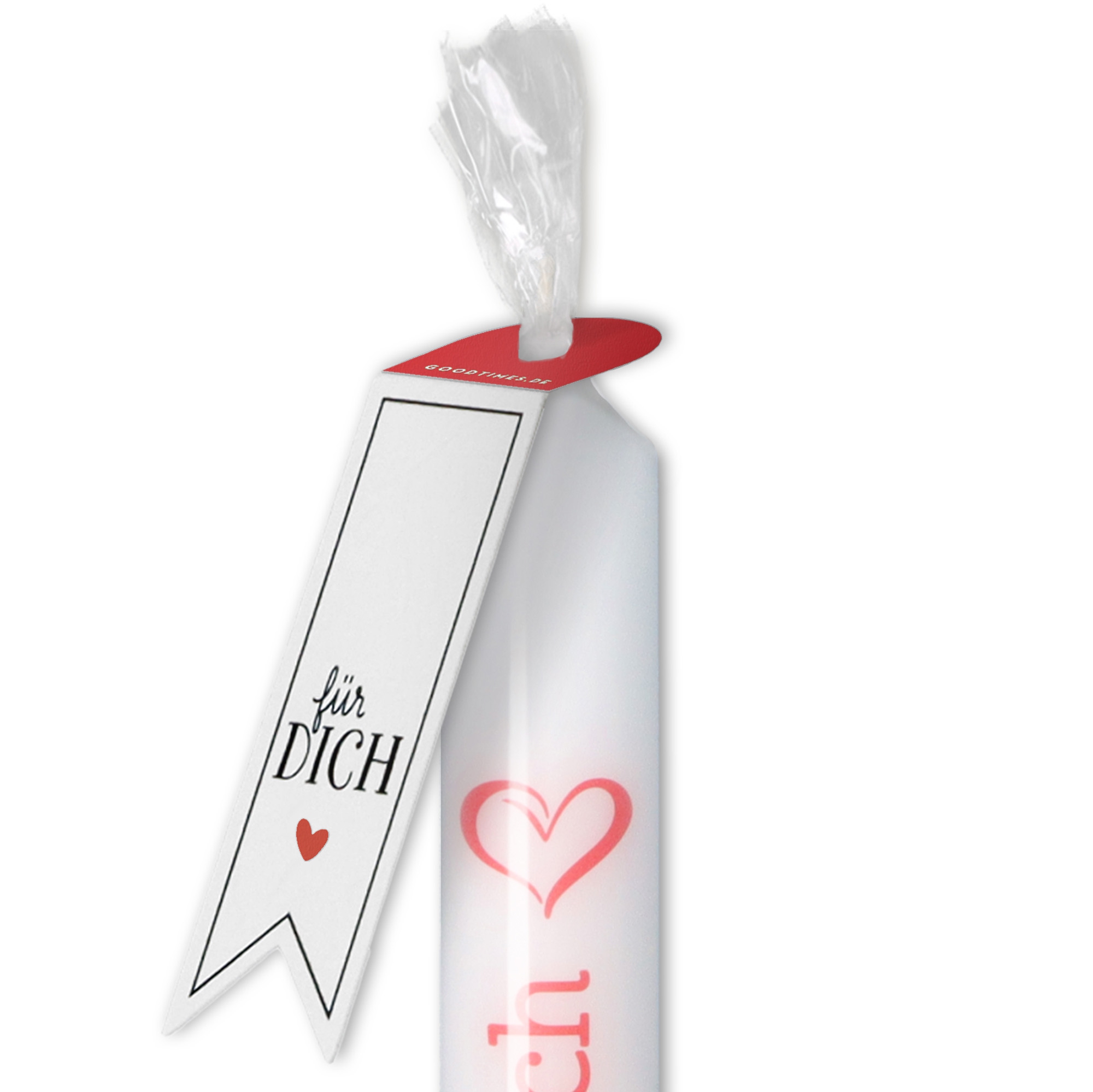 Stabkerze Weiß "Herzensmensch" Stabkerze Weiß "Herzensmensch"