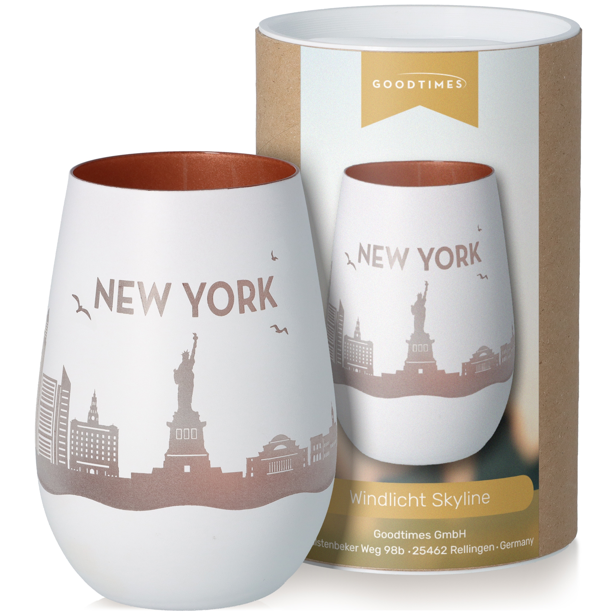 Windlicht Skyline New York Weiß/Bronze Töpferei, Krug, Porzellan, Tasse, Vase