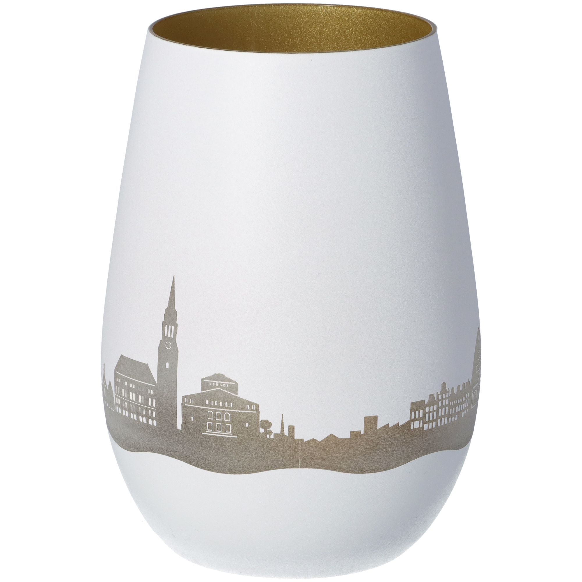 Windlicht Skyline Kiel Weiß/Gold Windlicht Skyline Kiel Weiß/Gold