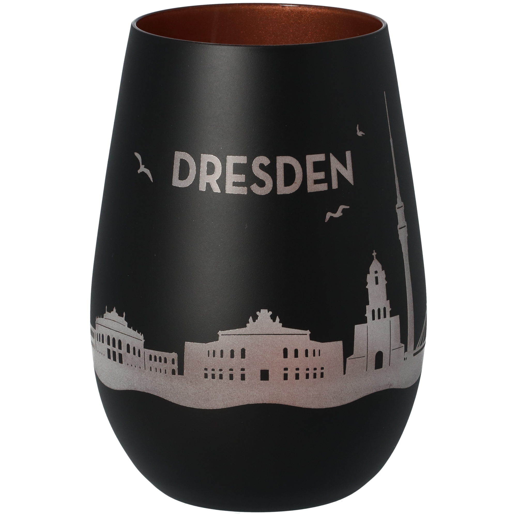 Windlicht Skyline Dresden Schwarz/Bronze