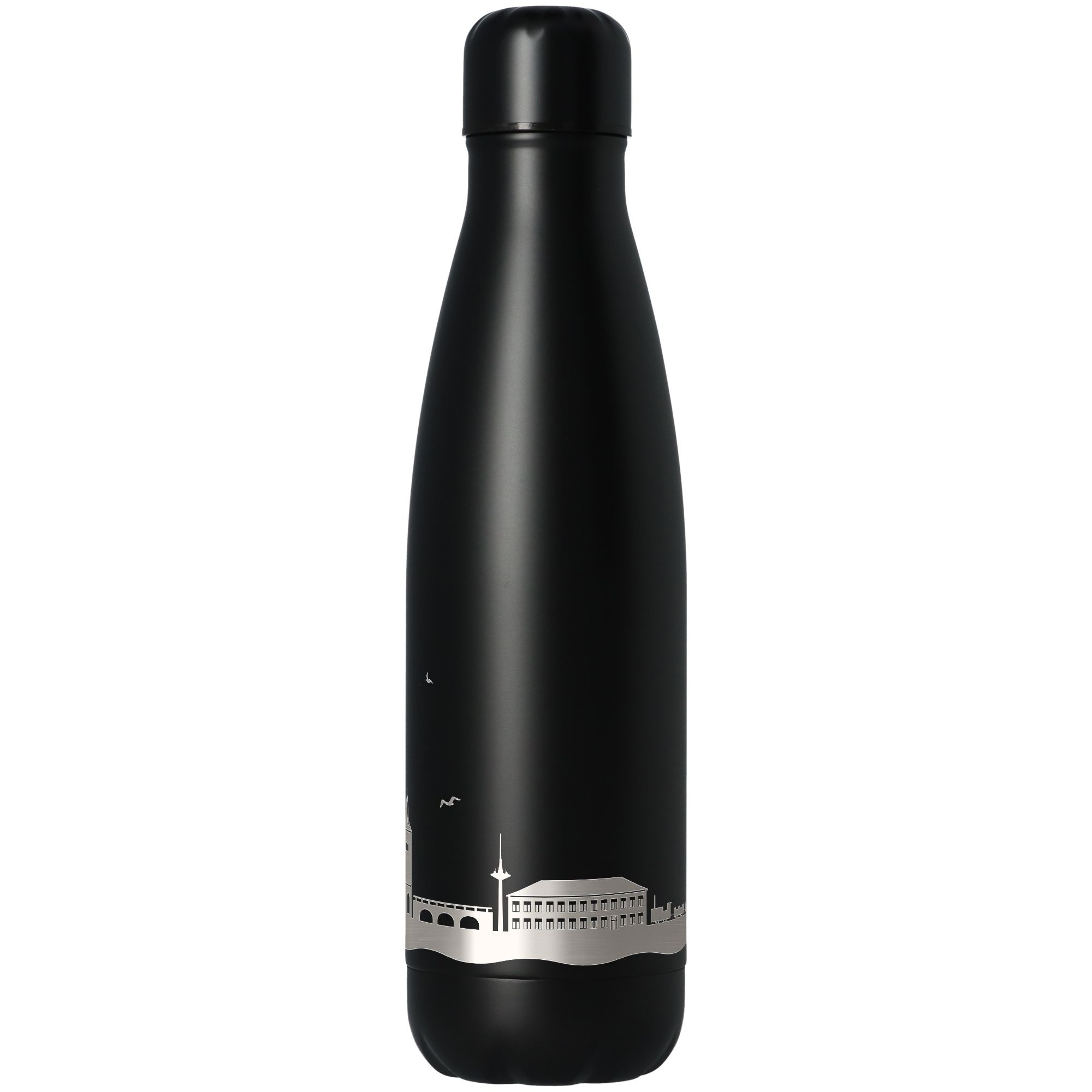 Trinkflasche Skyline Bad Bramstedt Schwarz 500ml Flasche, Wasserflasche