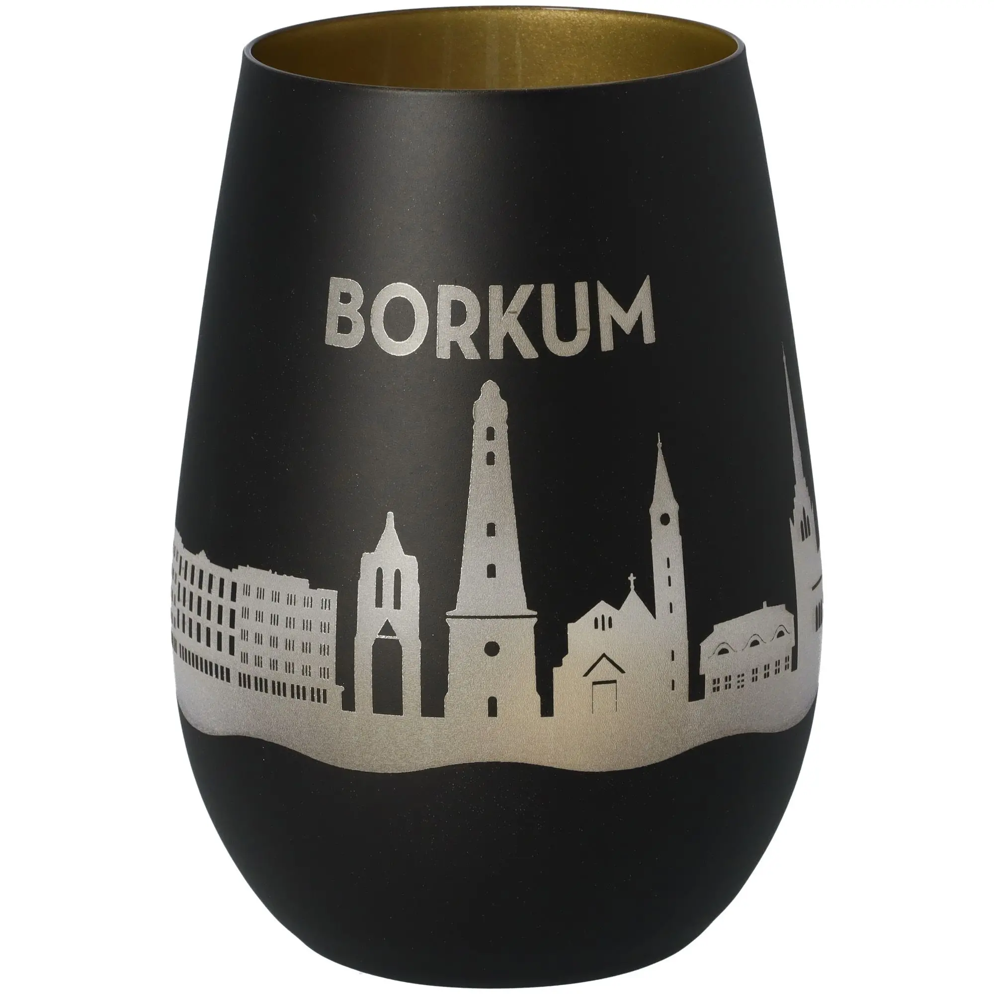 Windlicht Skyline Borkum Schwarz/Gold