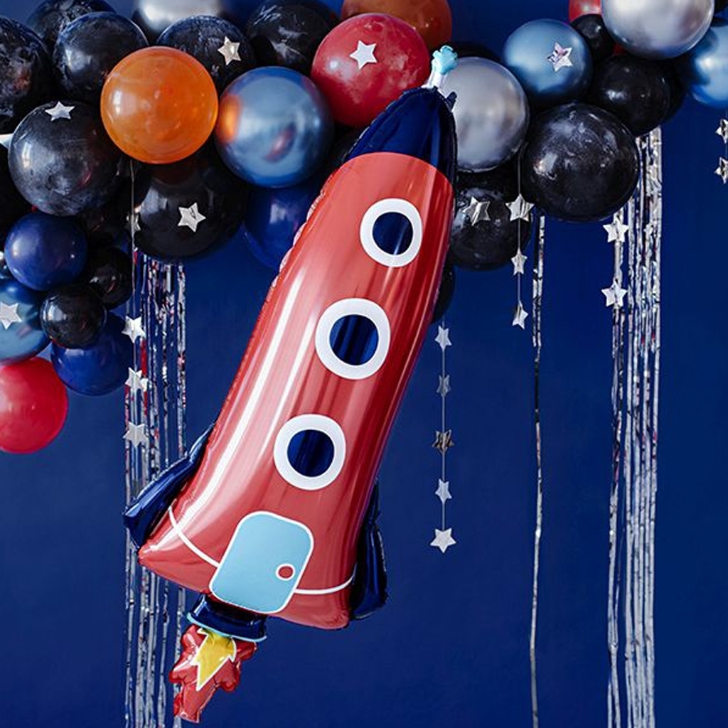 balloon, rocket, decor, party, blue