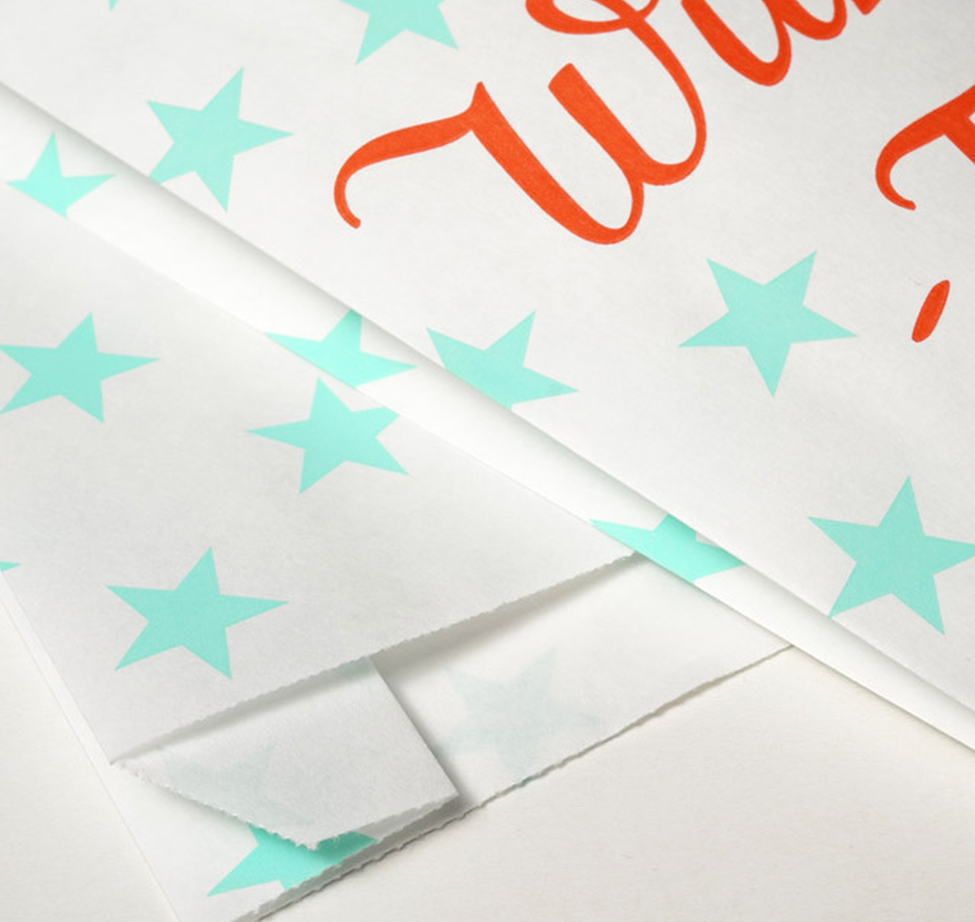 6 Papier Geschenketüten - "Wundertüte" Weiß / Mint