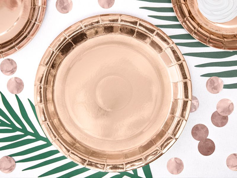 Roségold - 6 Pappteller, groß Roségold - 6 Pappteller, groß