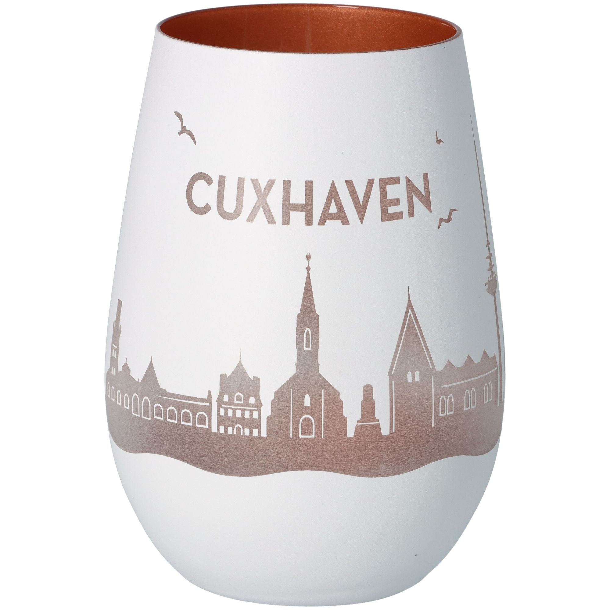 Windlicht Skyline Cuxhaven Weiß/Bronze Windlicht Skyline Cuxhaven Weiß/Bronze