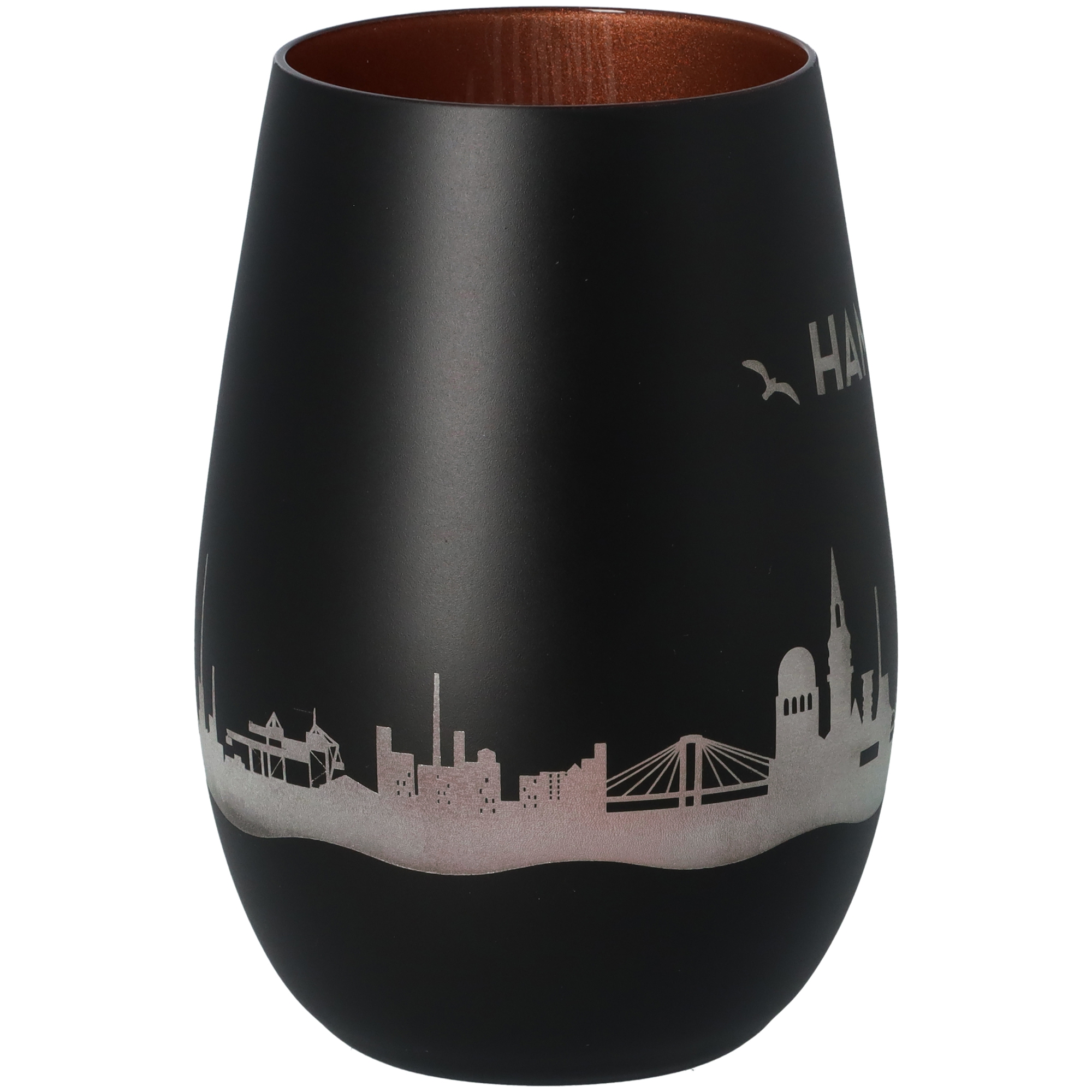 Windlicht Skyline Hamburg Schwarz/Bronze Krug, Töpferei, Vase, Tasse