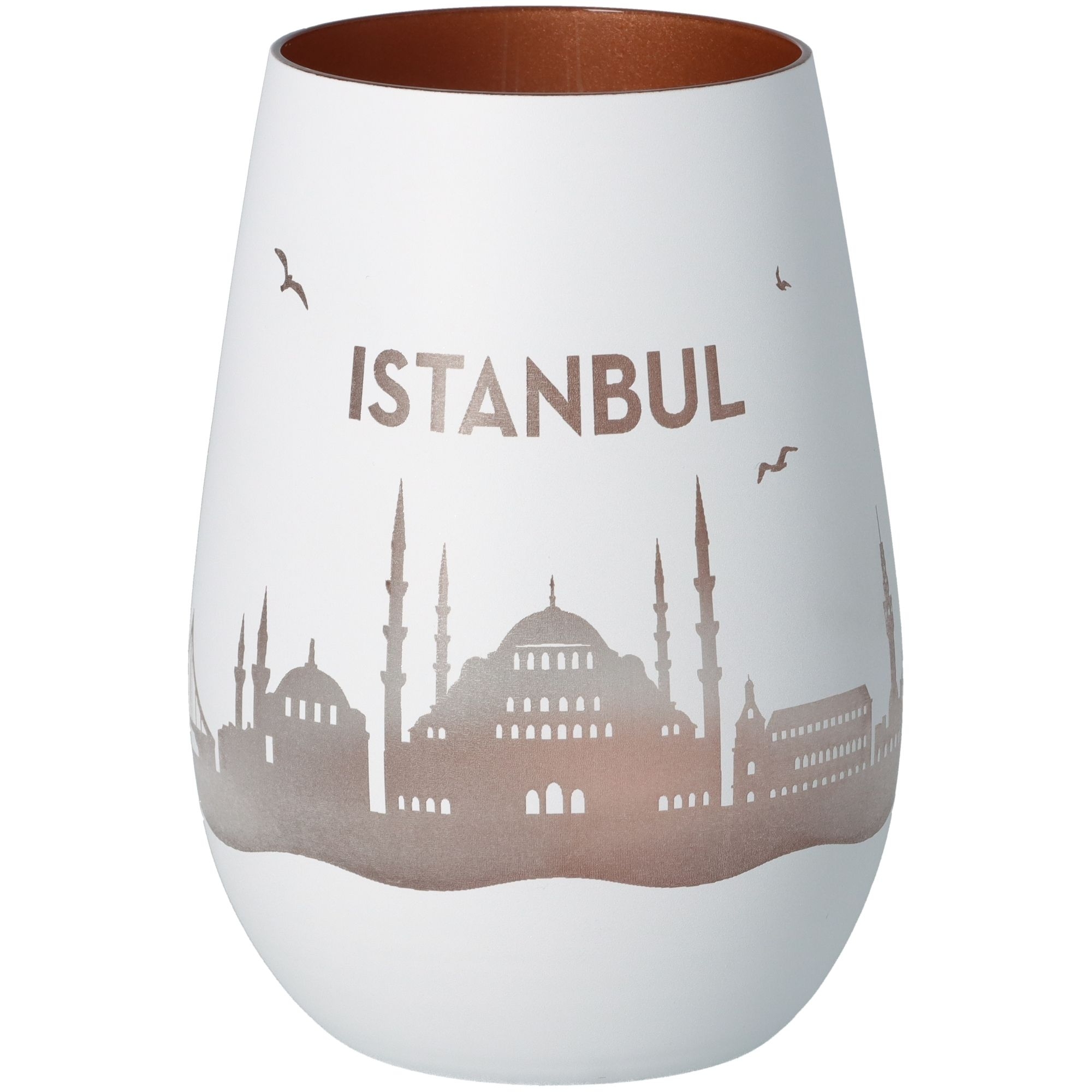 Windlicht Skyline Istanbul Weiß/Bronze Töpferei, Krug, Vase