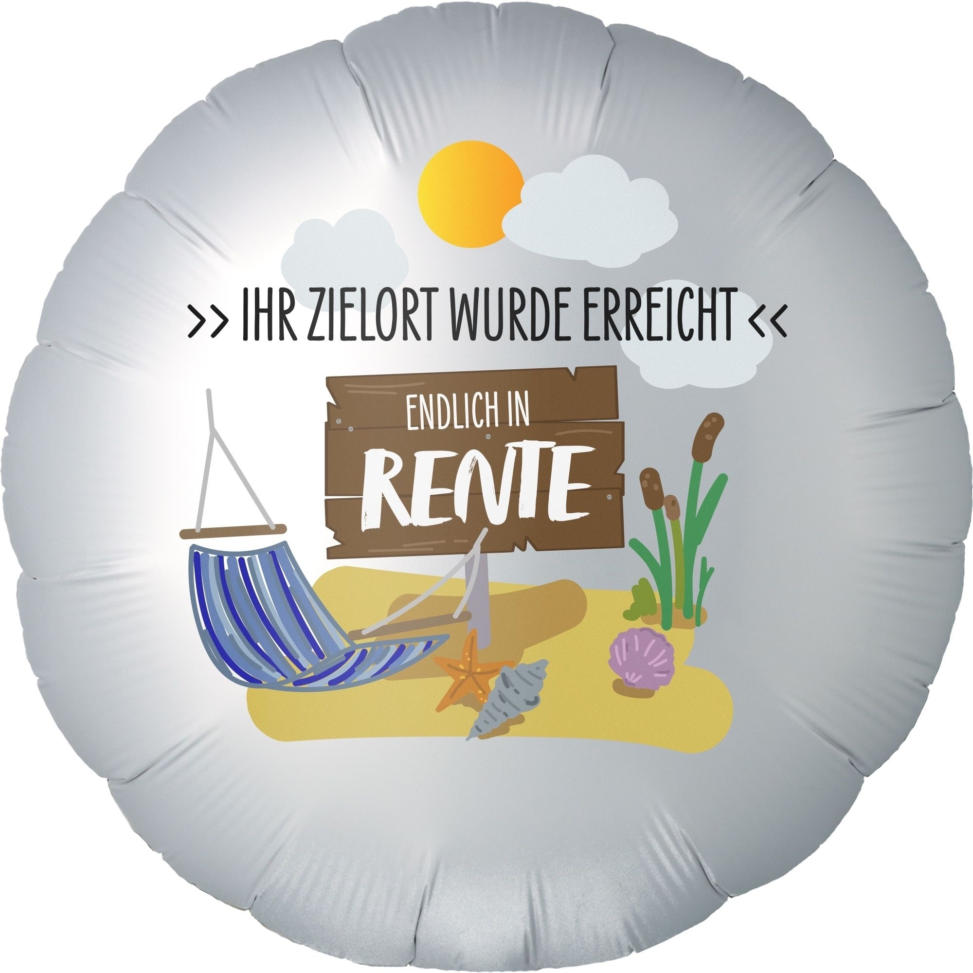 Folienballon "Endlich in Rente" Strand 45 cm Werbung, Mobiliar, Menschen, Person