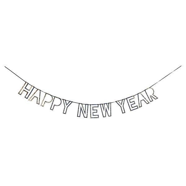Meri Meri - Girlande "Happy New Year", Silber/Glitzer Meri Meri - Girlande "Happy New Year", Silber/Glitzer