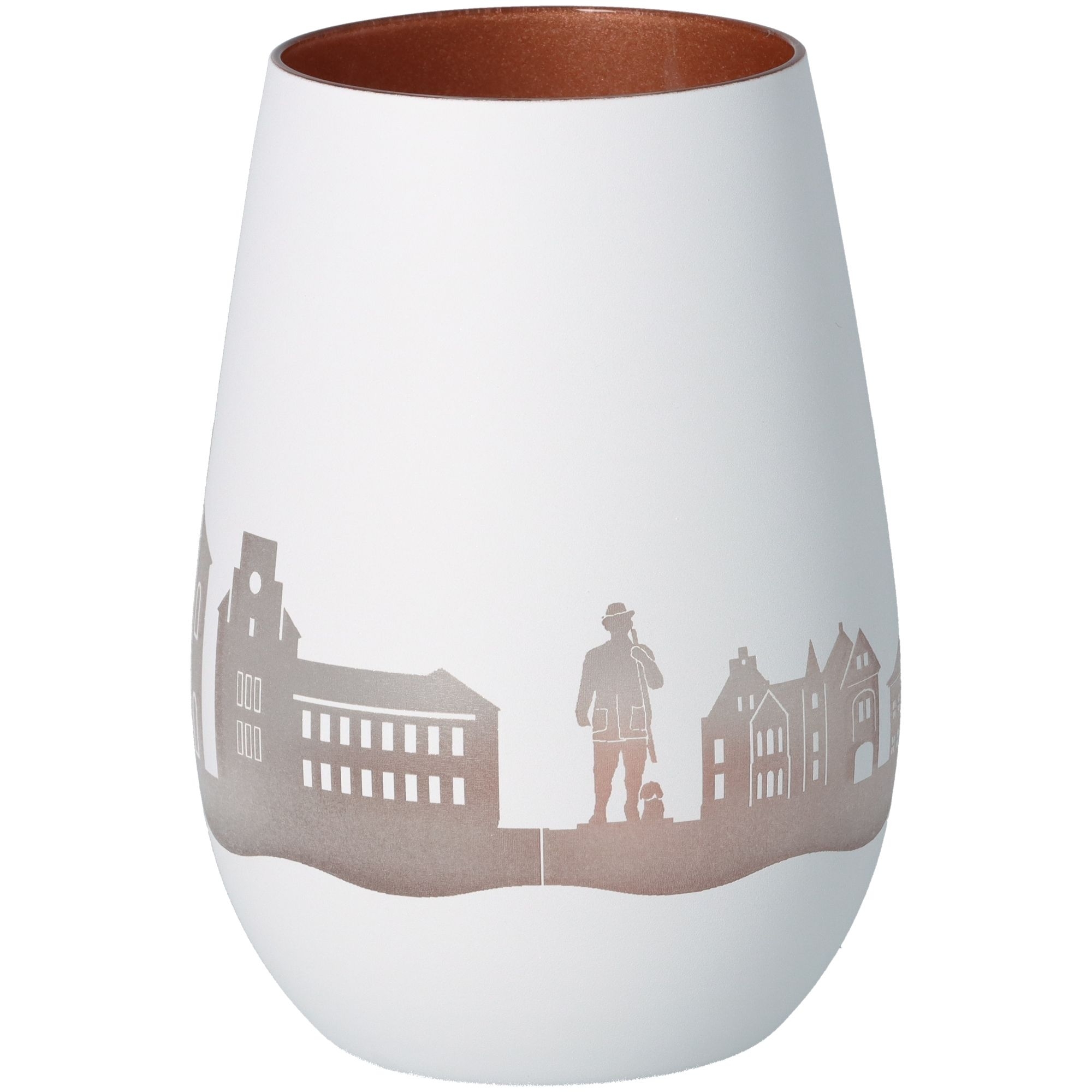 Windlicht Skyline Walsrode Weiß/Bronze Töpferei, Krug, Vase, Porzellan, Person