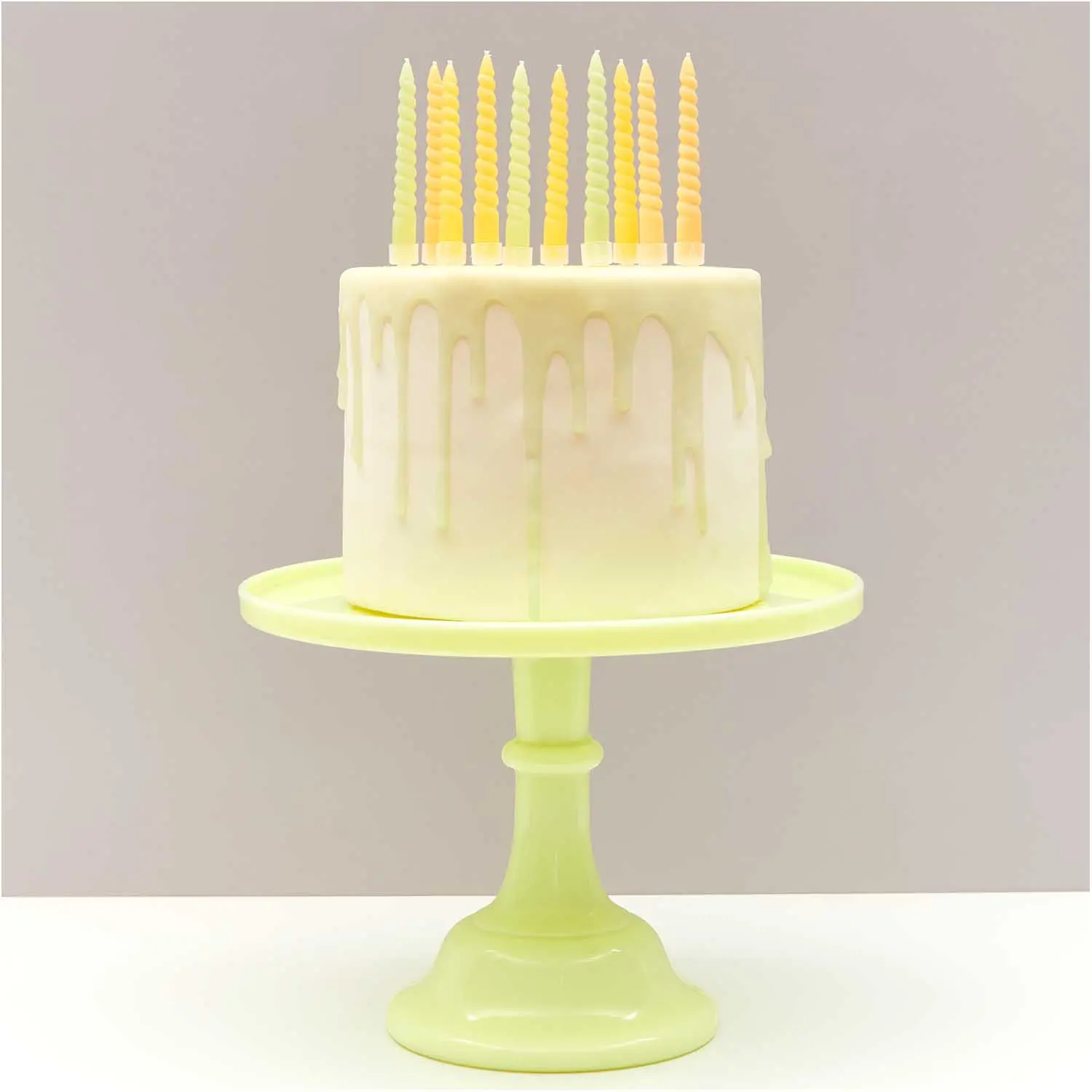 10 Spiralkerzen für den Kuchen - Smokey Gelb je Ø 1,2cm