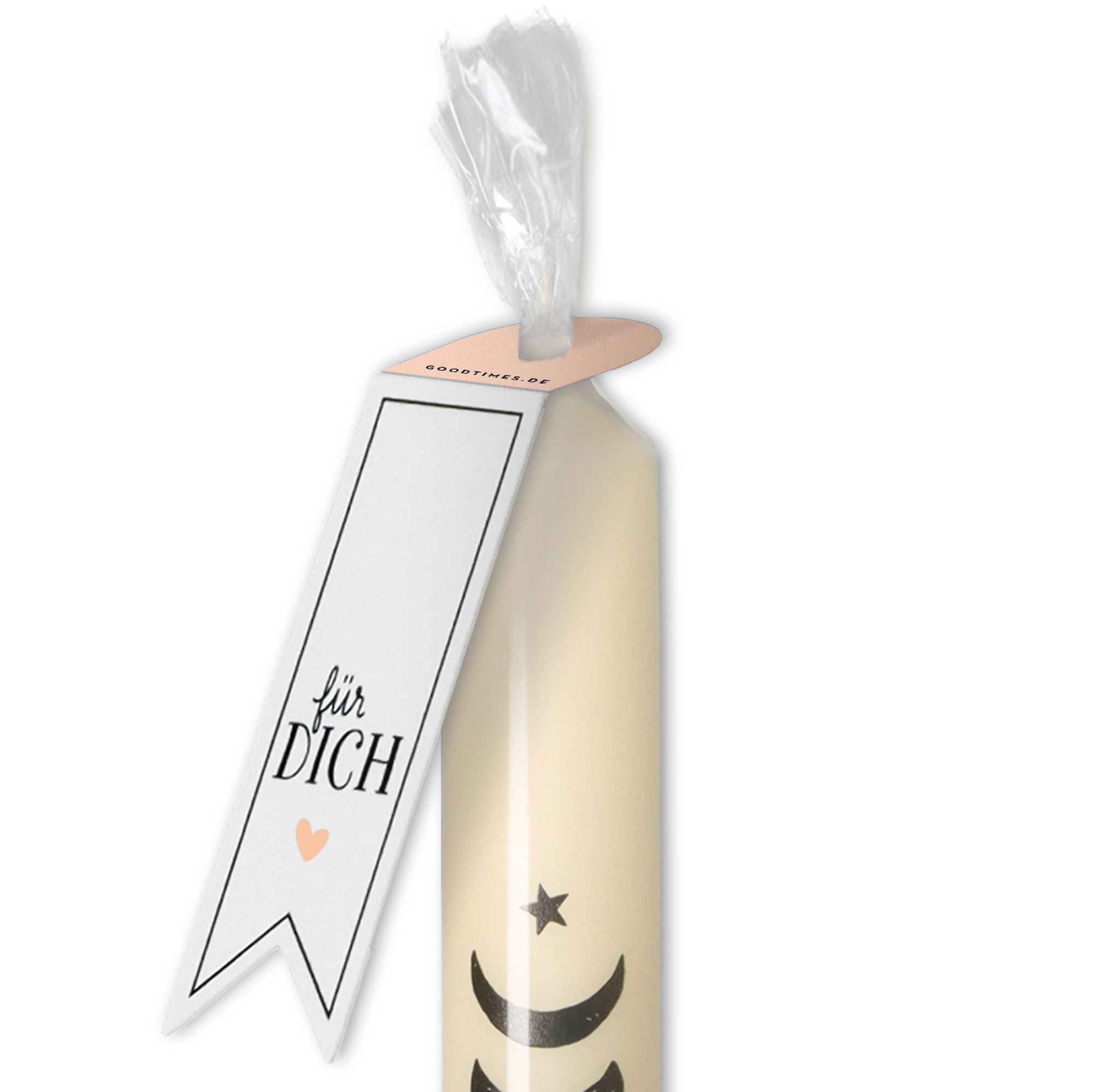 Stabkerze Creme, Schwarz "Mondphasen" Stabkerze Creme, Schwarz "Mondphasen"