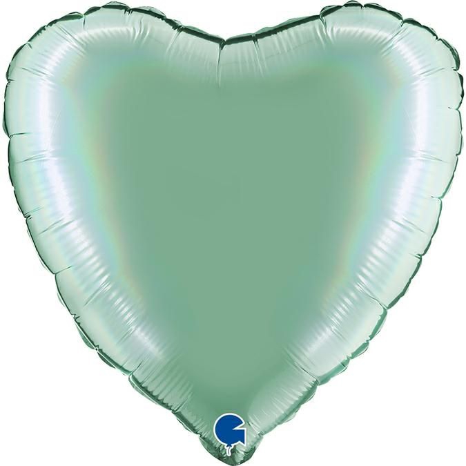 Folienballon Herz Rainbow Holo Platinum Tiffany 45cm