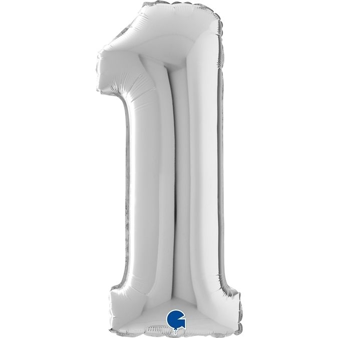 Folienballon Zahl 1 Silber 66cm Folienballon Zahl 1 Silber 66cm
