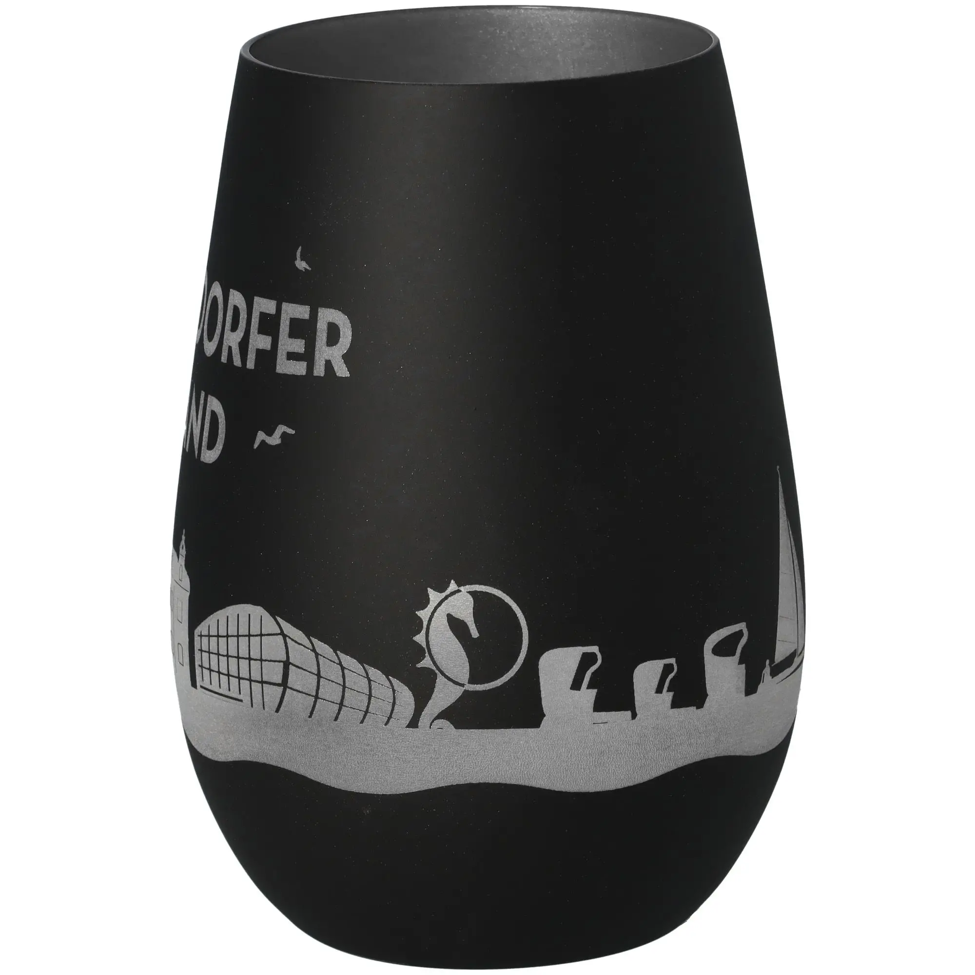 Windlicht Skyline Timmendorfer Strand Schwarz/Silber