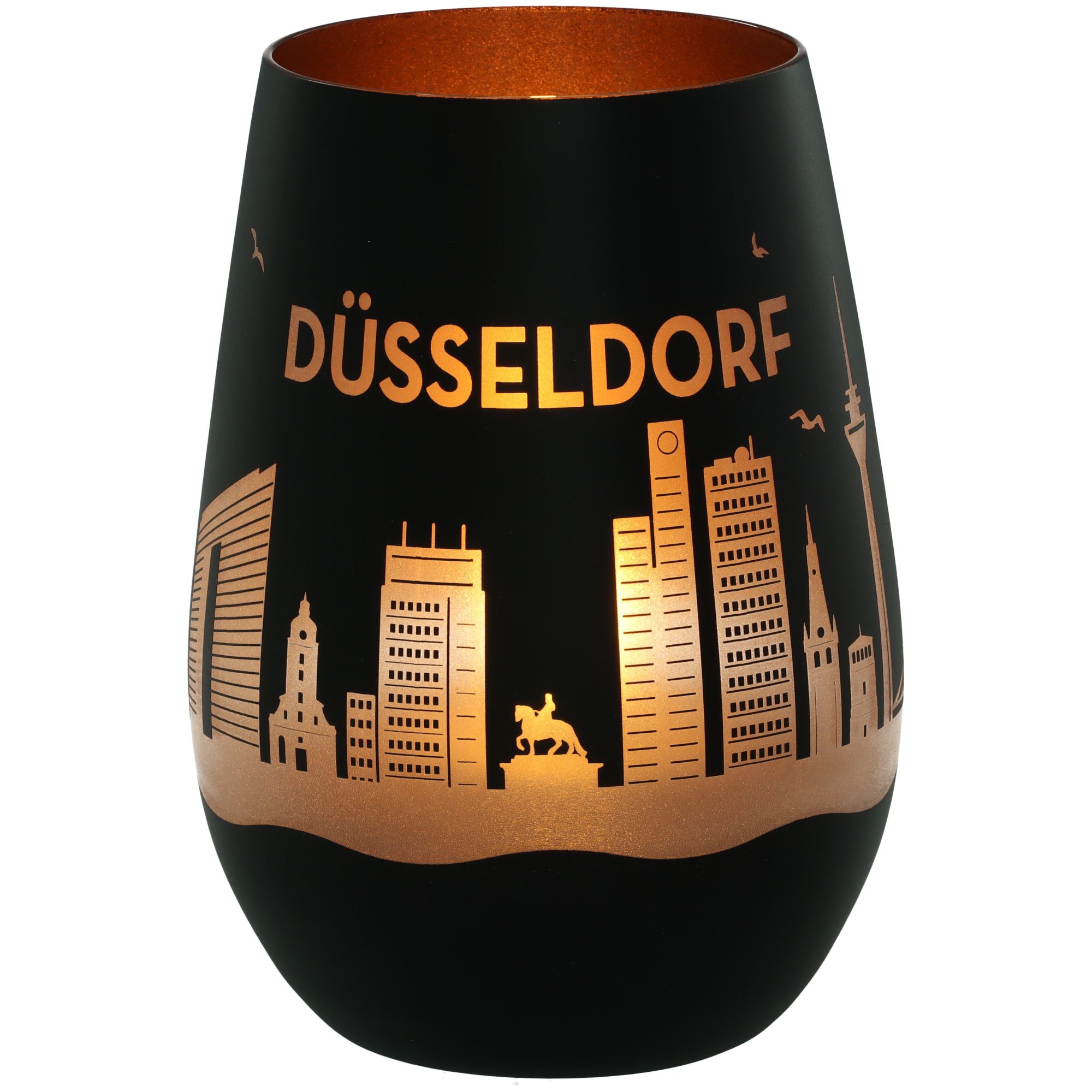 Windlicht Skyline Düsseldorf Schwarz/Bronze Windlicht Skyline Düsseldorf Schwarz/Bronze