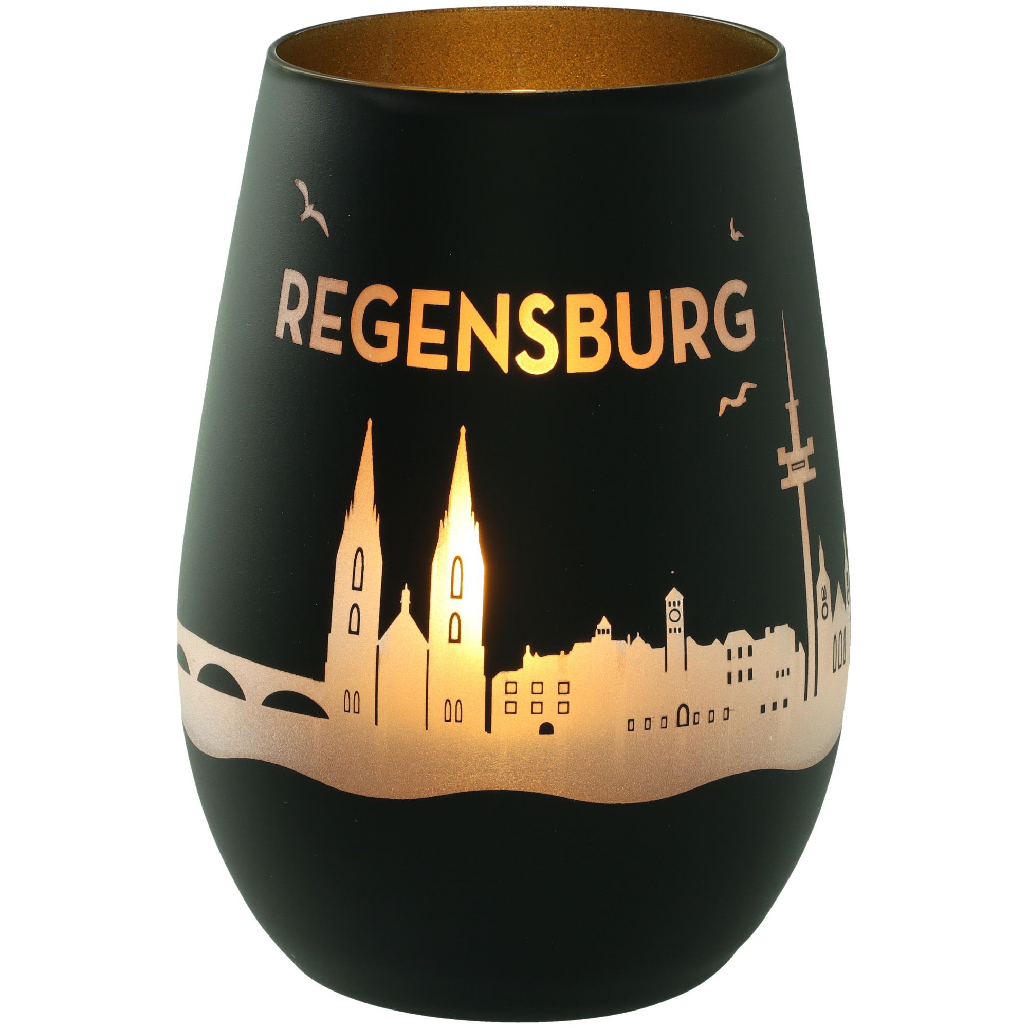 Windlicht Skyline Regensburg Schwarz/Gold Windlicht Skyline Regensburg Schwarz/Gold