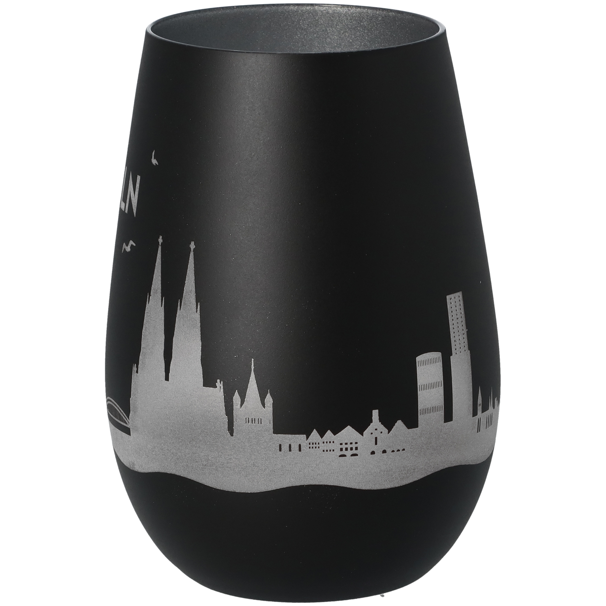 Windlicht Skyline Köln Schwarz/Silber
