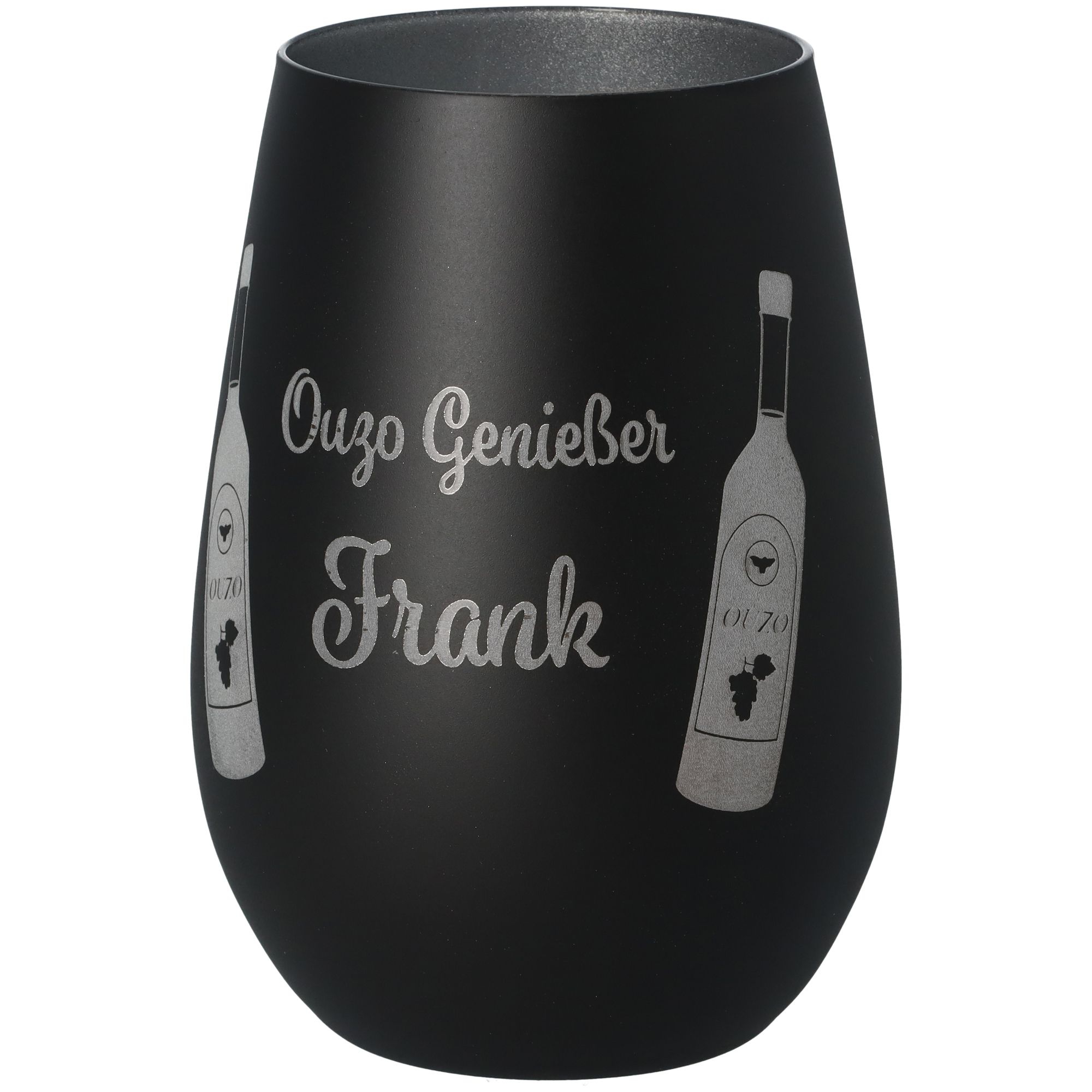 Windlicht Ouzo Genießer "Name" Schwarz/Silber Windlicht Ouzo Genießer "Name" Schwarz/Silber