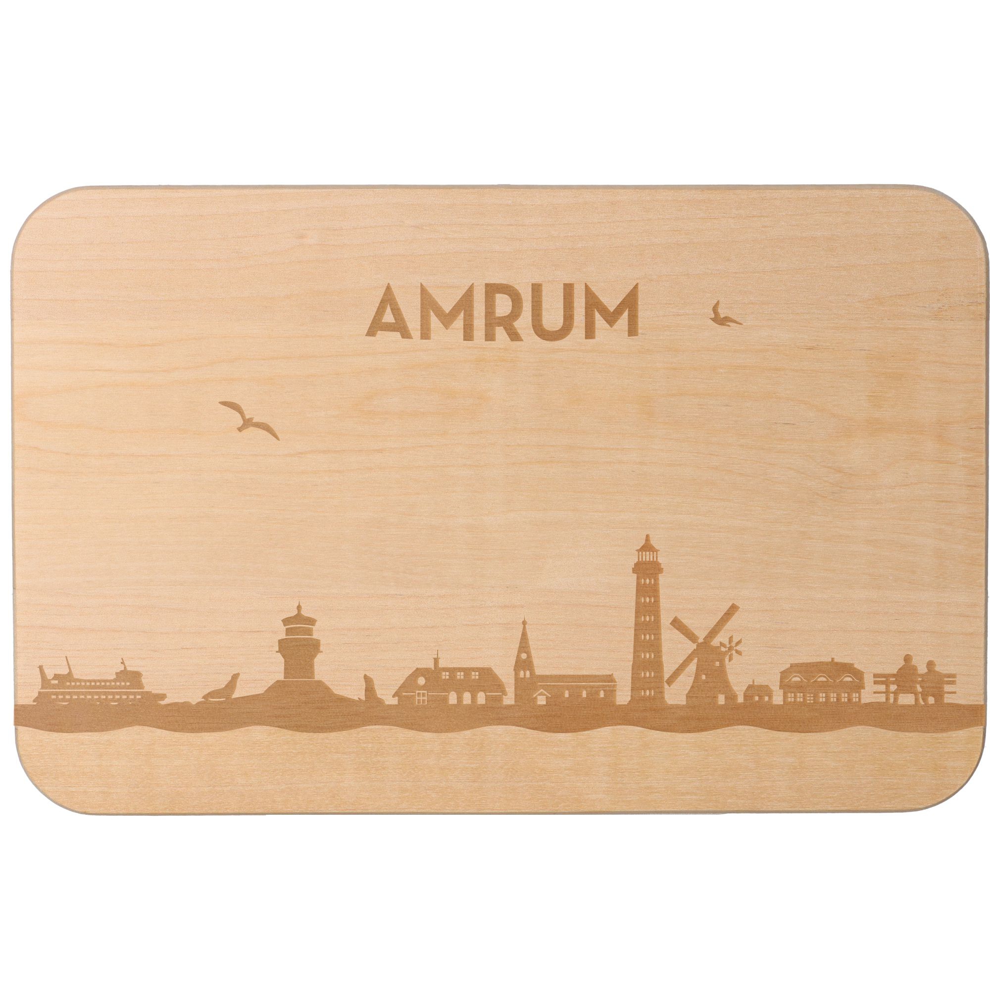 Frühstücksbrett Skyline Amrum 23cm x 15cm x 1cm Holz, Sperrholz, Matte, Person