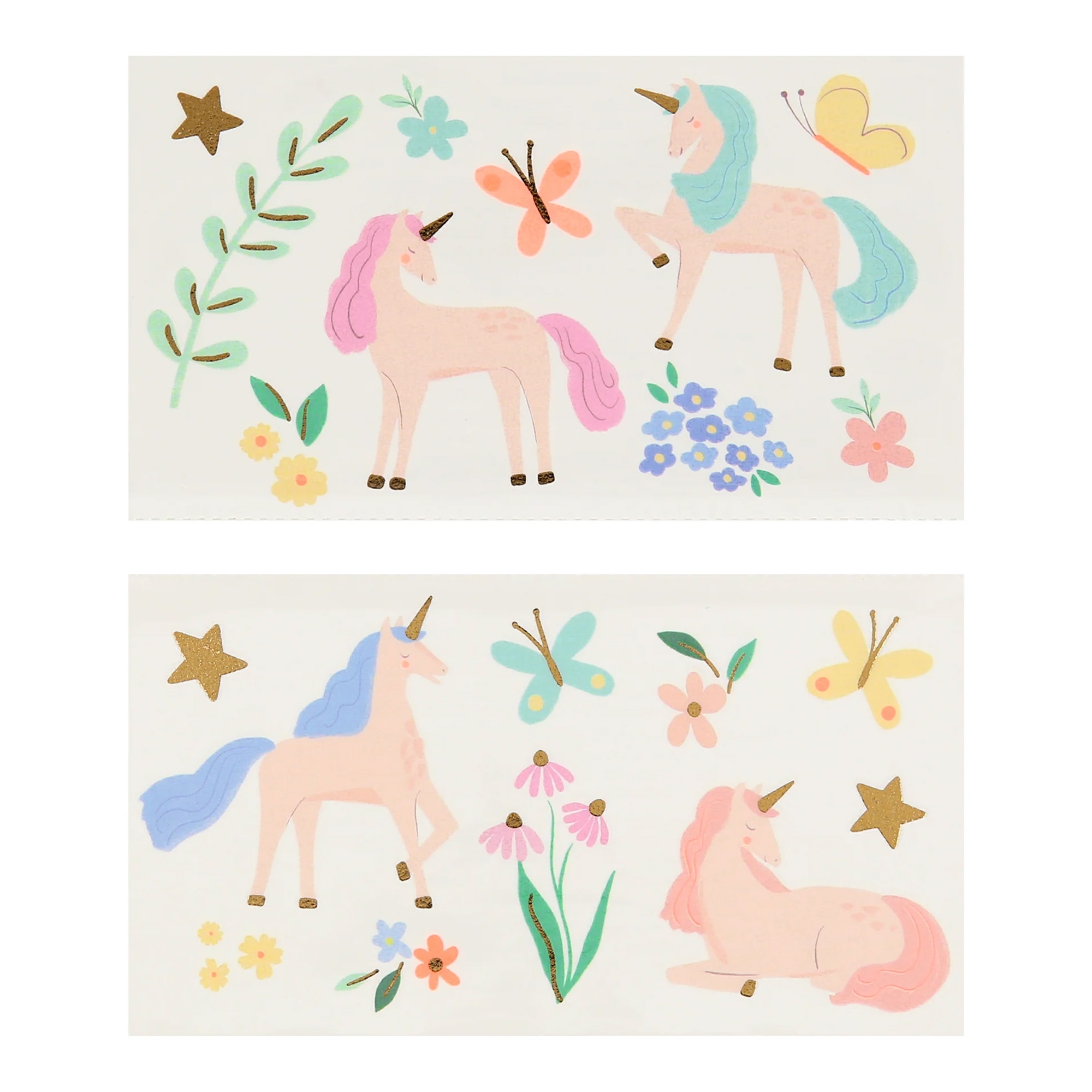 Meri Meri - Tattoos "Einhorn" Muster, Kunst, Florales Design, Grafiken