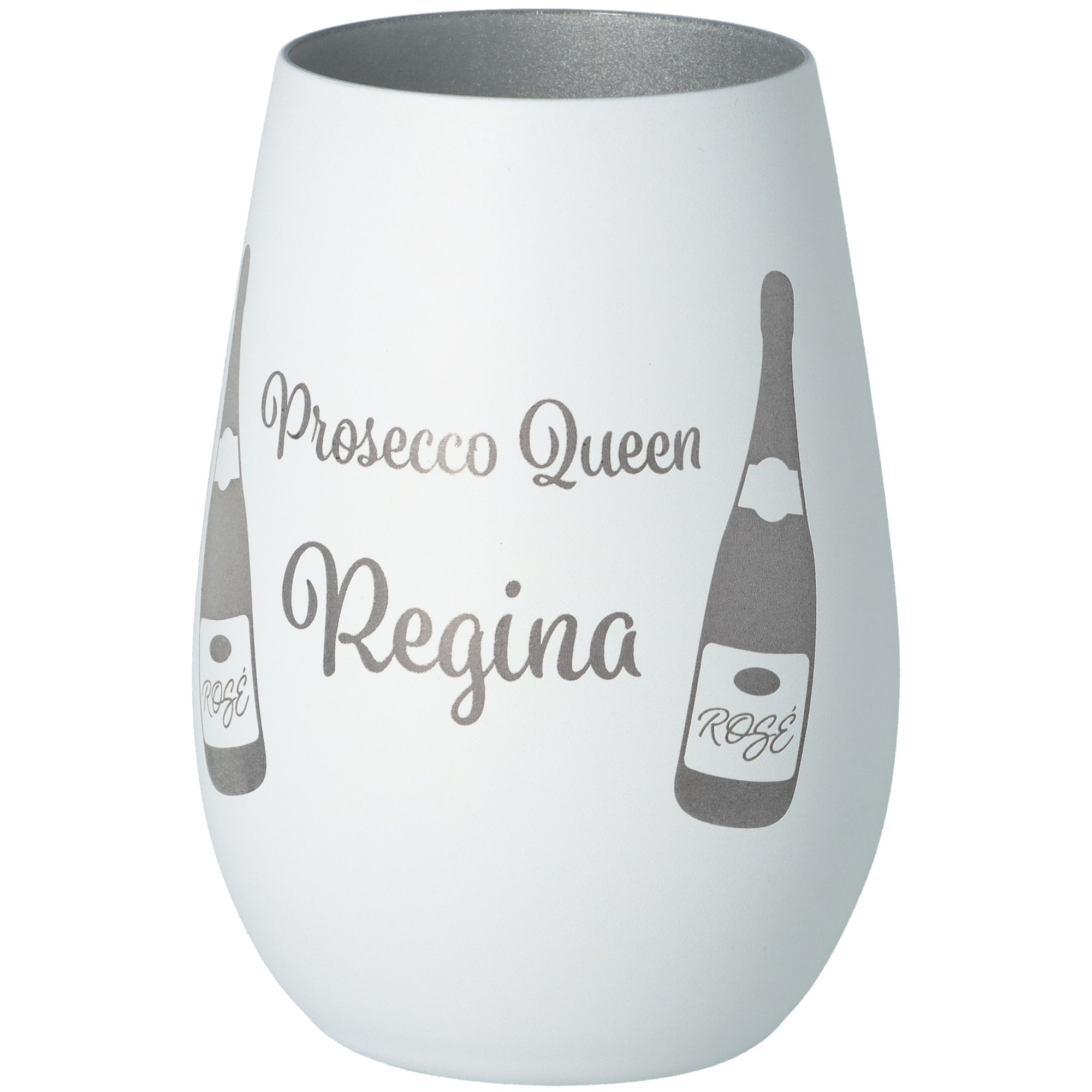 Windlicht Prosecco Queen "Name" Weiß/Silber Windlicht Prosecco Queen "Name" Weiß/Silber