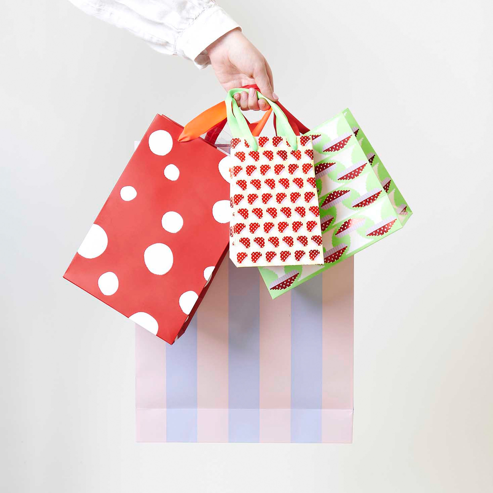 Geschenktüte Streifen Rosa/Flieder XL Tasche, Tragetasche, Zubehör, Handtasche, Klebeband