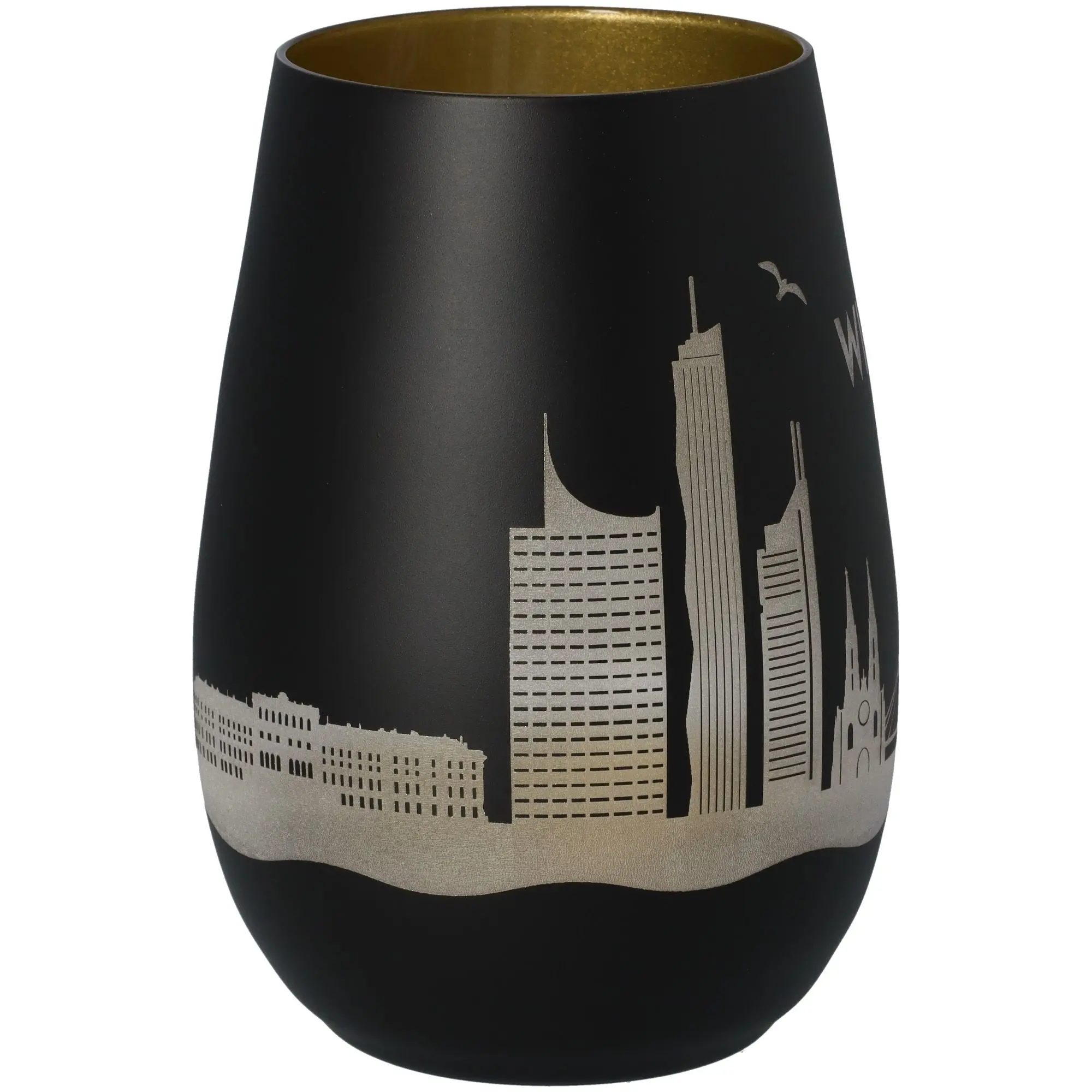 Windlicht Skyline Wien Schwarz/Gold