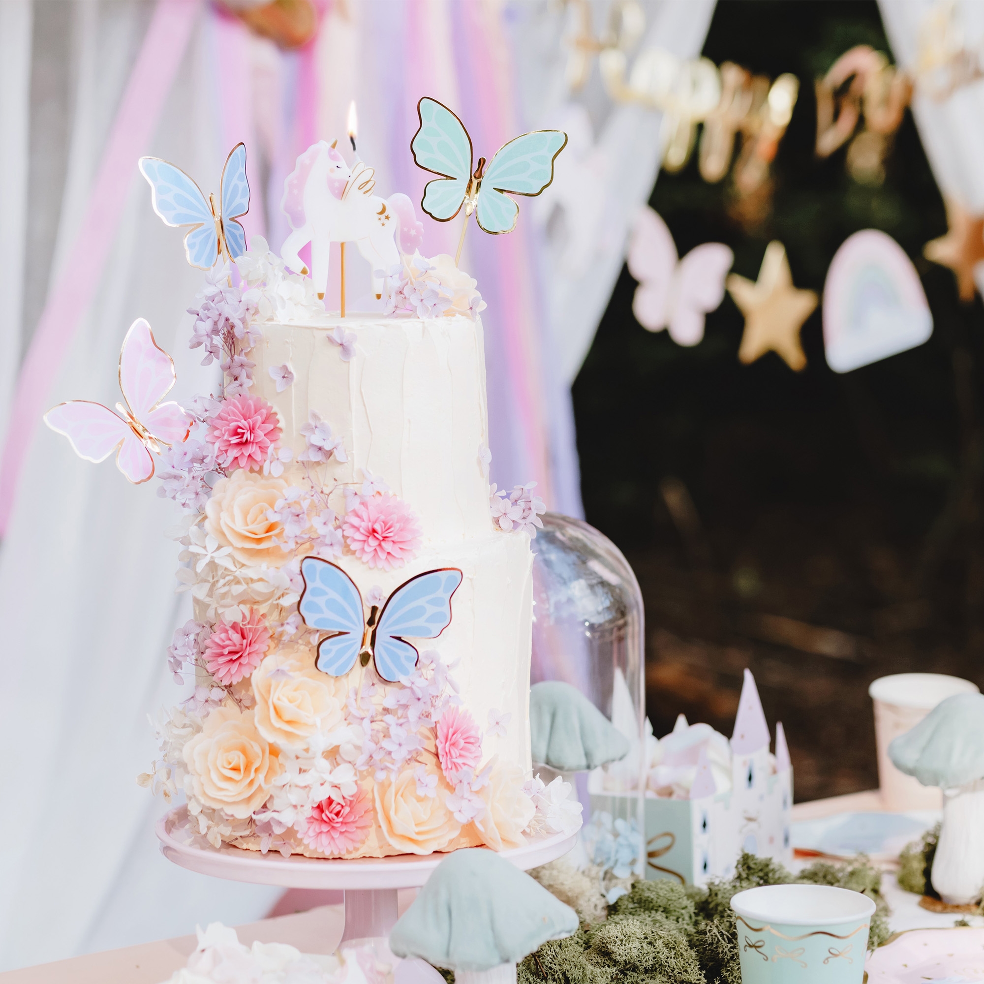 b52a1543e5826e5a31a945f2bf3189180d083394 Cake Topper "Schmetterlinge" 9 Stück