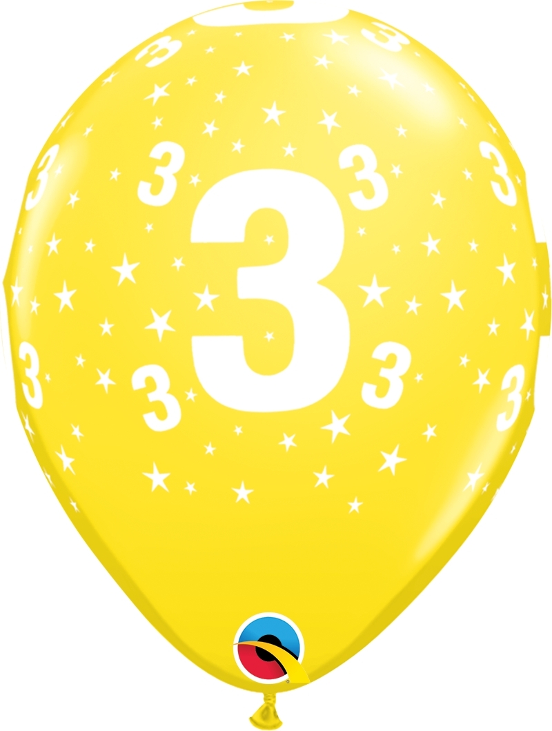 Qualatex Latexballon 3. Geburtstag verschiedene Farben Ø 30cm