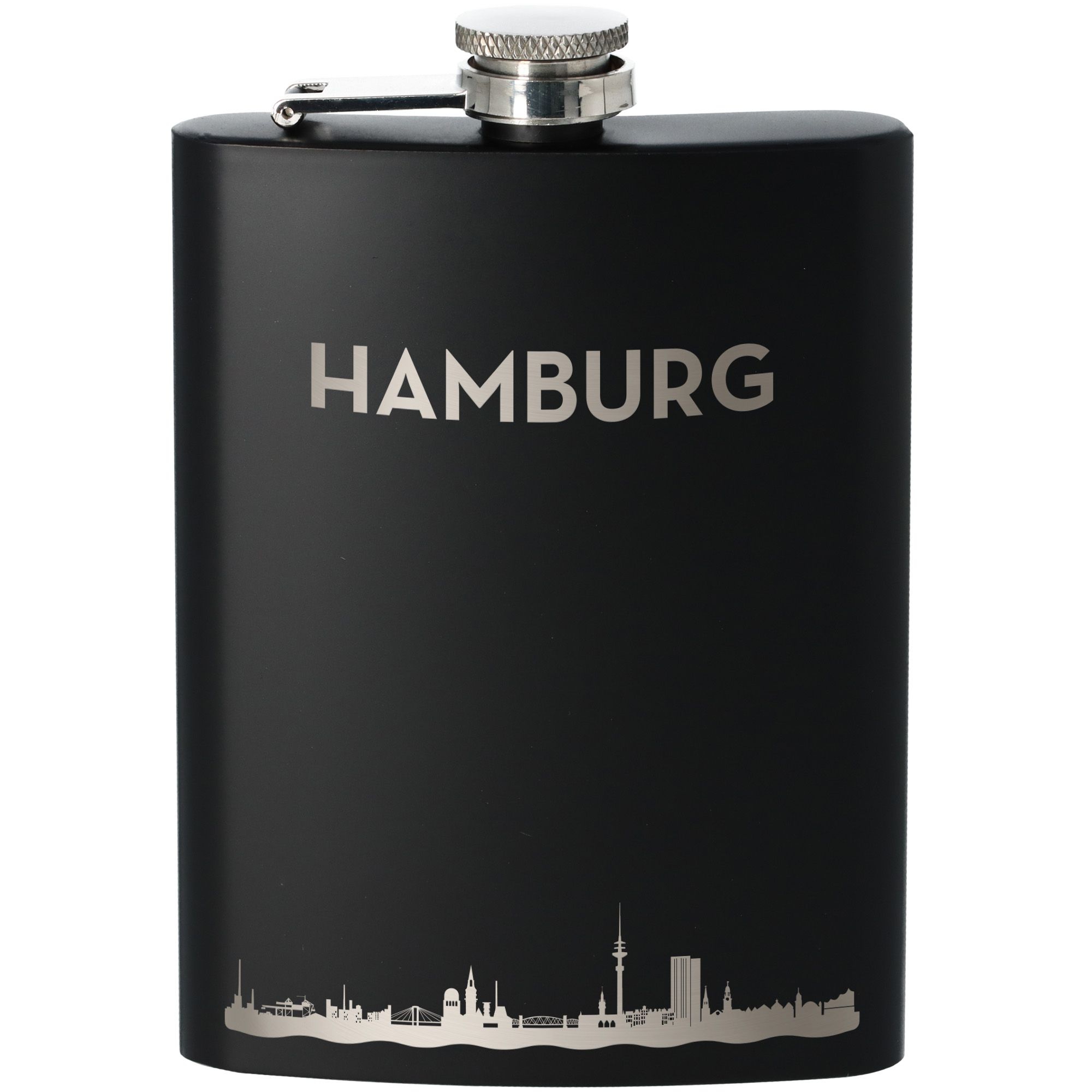 Flachmann Skyline Hamburg Schwarz 225ml Flasche, Rasierwasser