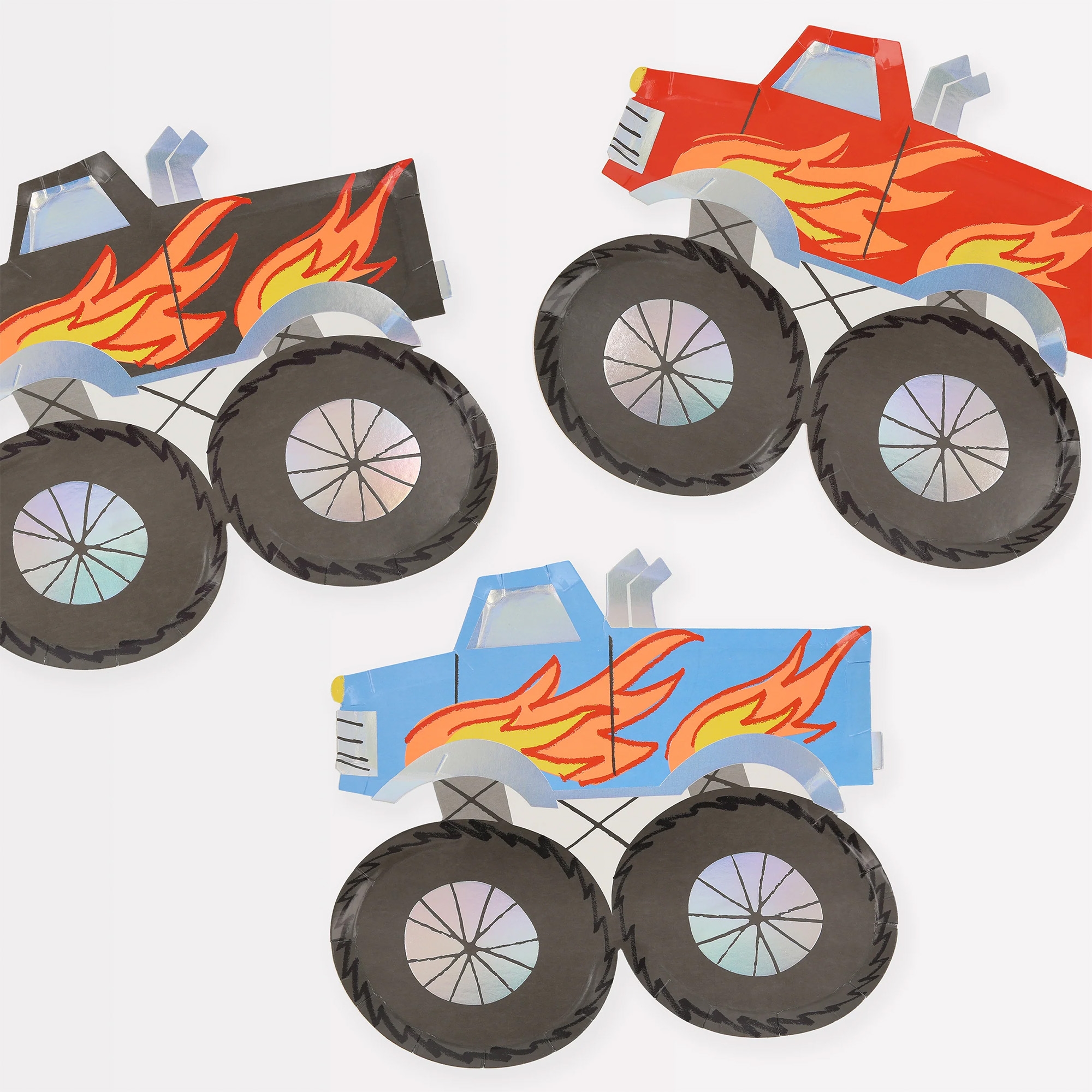 Meri Meri - 8 Pappteller "Monster Truck" Rad, Sprach, Buggy, Reifen, Klebeband
