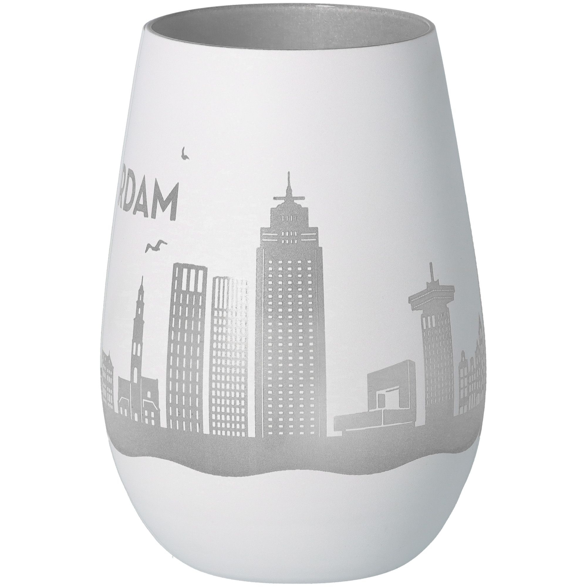 Windlicht Skyline Amsterdam Weiß/Silber Töpferei, Krug, Vase, Porzellan, Lampe