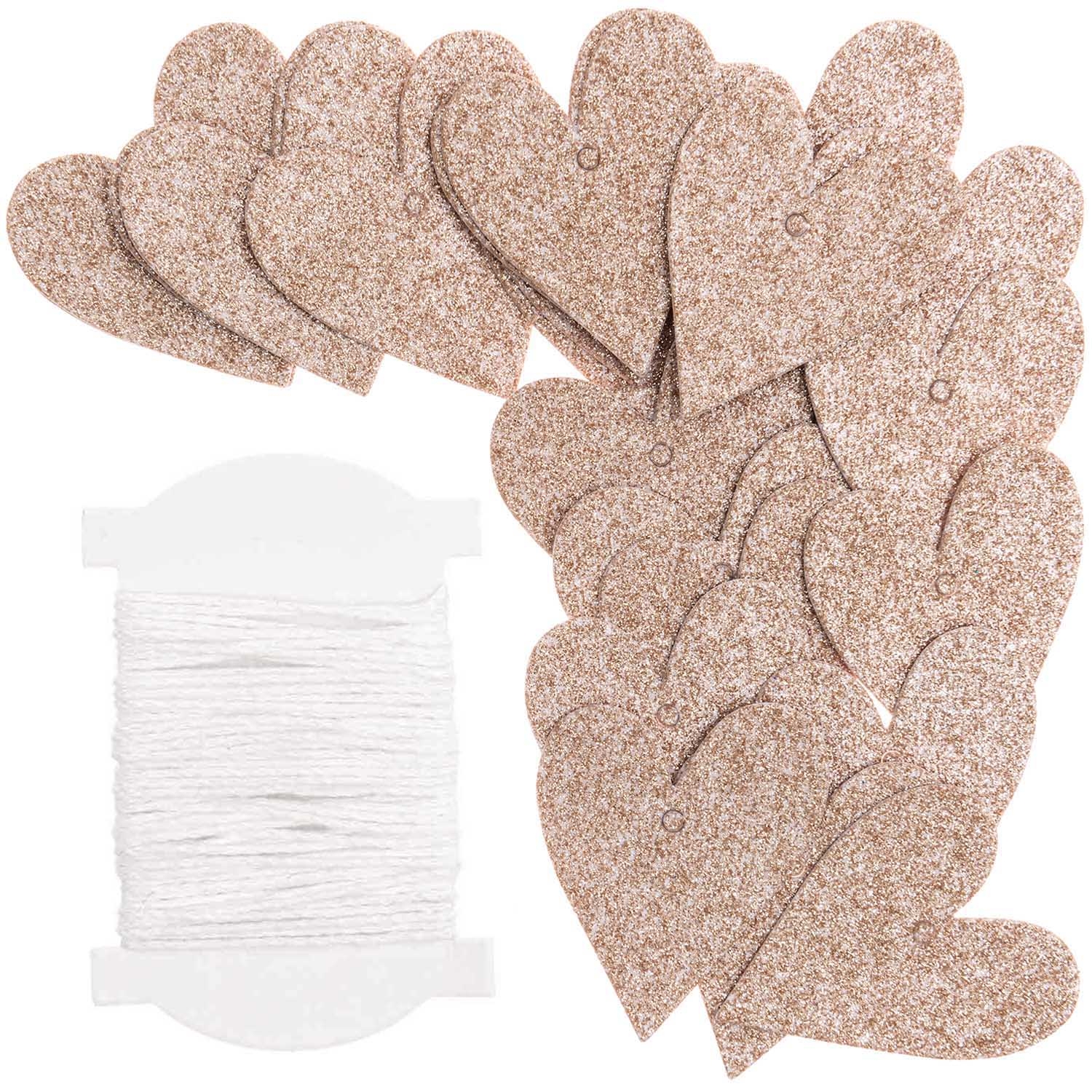 24 Papieranhänger "Glitzerherzen", Roségold 24 Papieranhänger "Glitzerherzen", Roségold