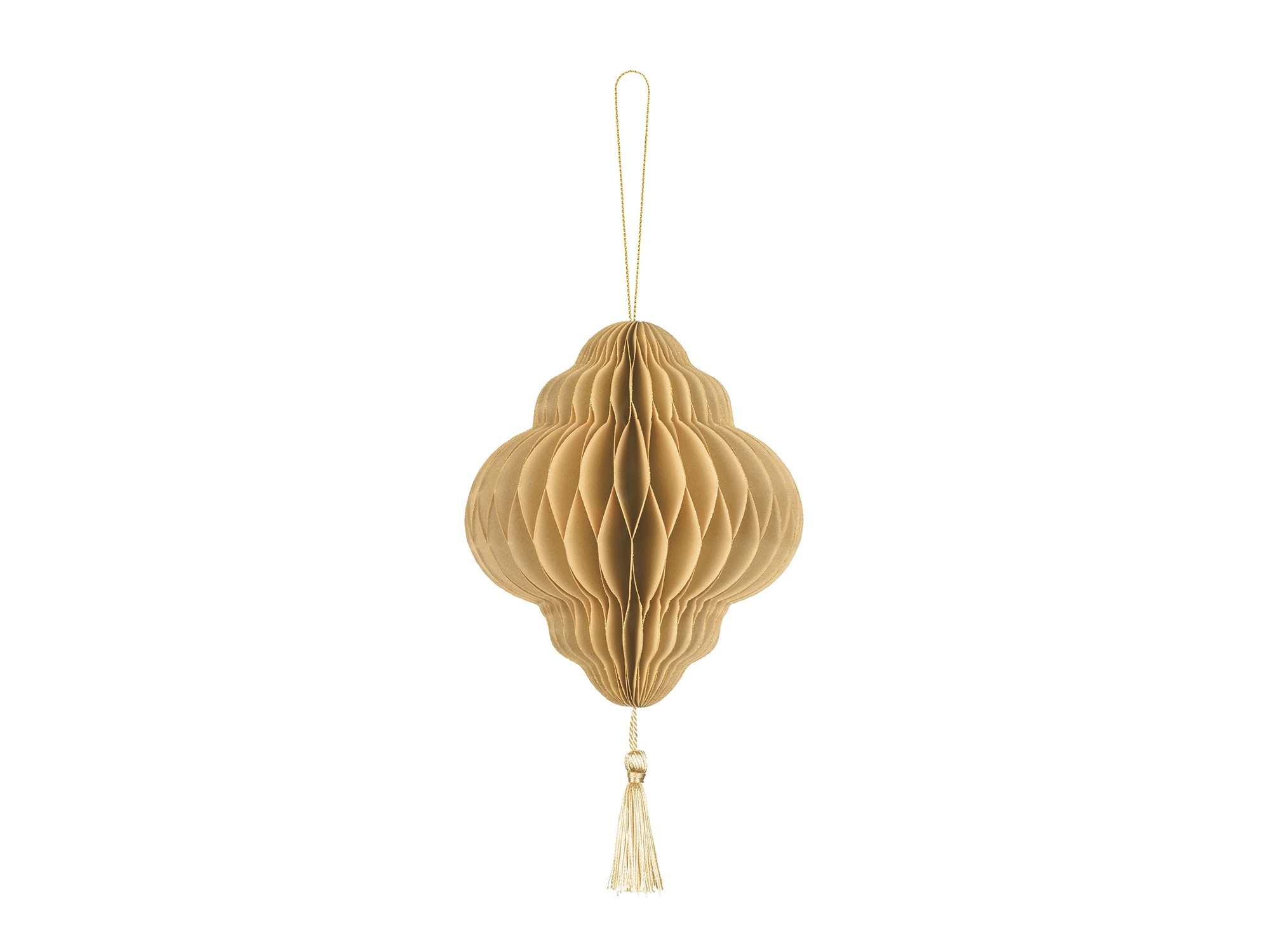 Wabenball "Laterne" mit Tassel, Beige Wabenball "Laterne" mit Tassel, Beige