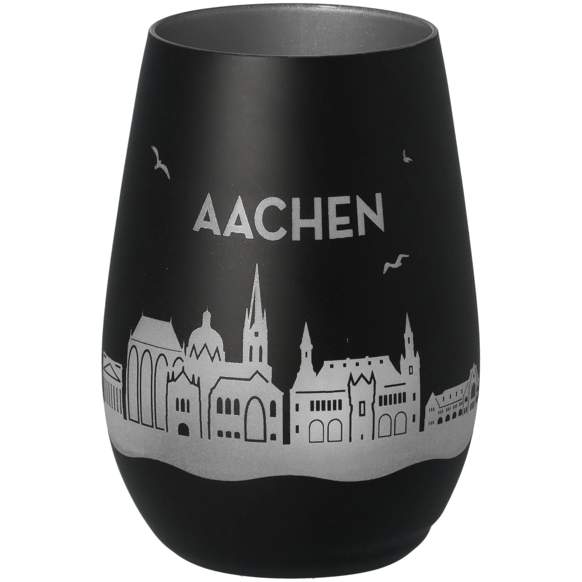 schwarz Becher, Stadt skyline, Edelstahl, Aachen, mattFinish
