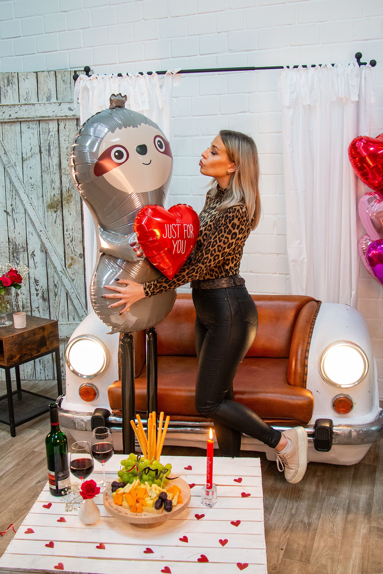 Folienballon Faultier "Just for you" 152cm Folienballon Faultier "Just for you" 152cm